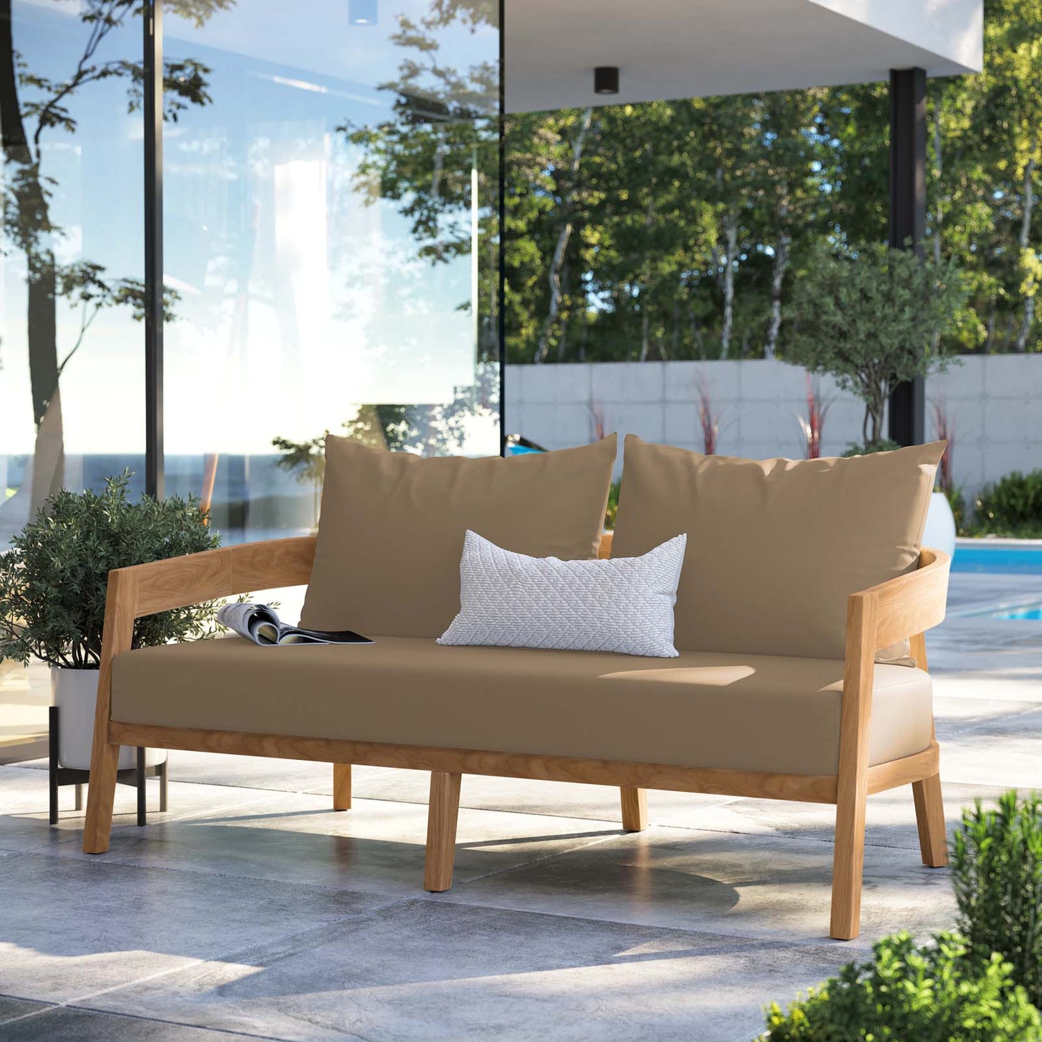 Brisbane Teak Wood Outdoor Patio Loveseat By HouseBean