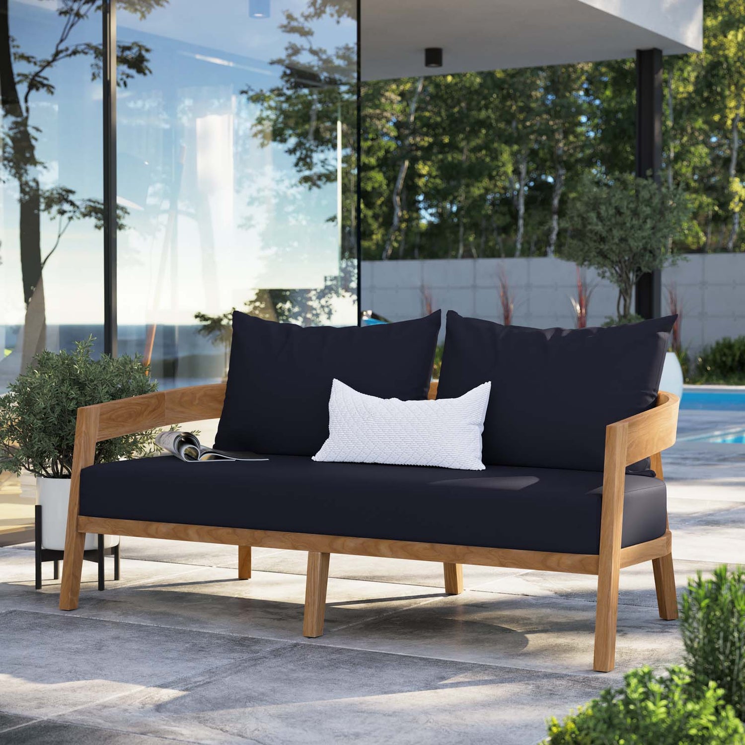 Brisbane Teak Wood Outdoor Patio Loveseat By HouseBean