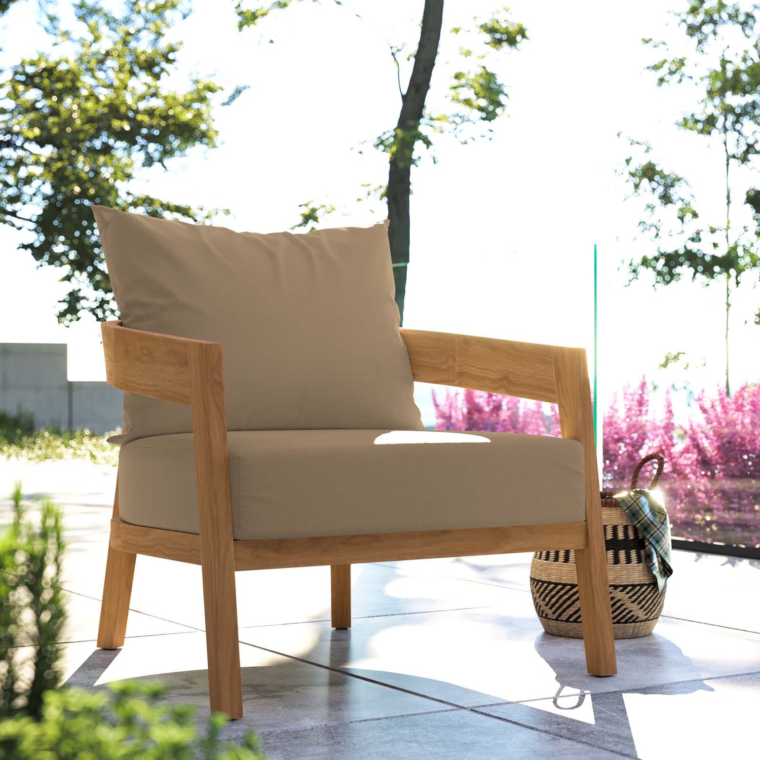 Brisbane Teak Wood Outdoor Patio Armchair By HouseBean