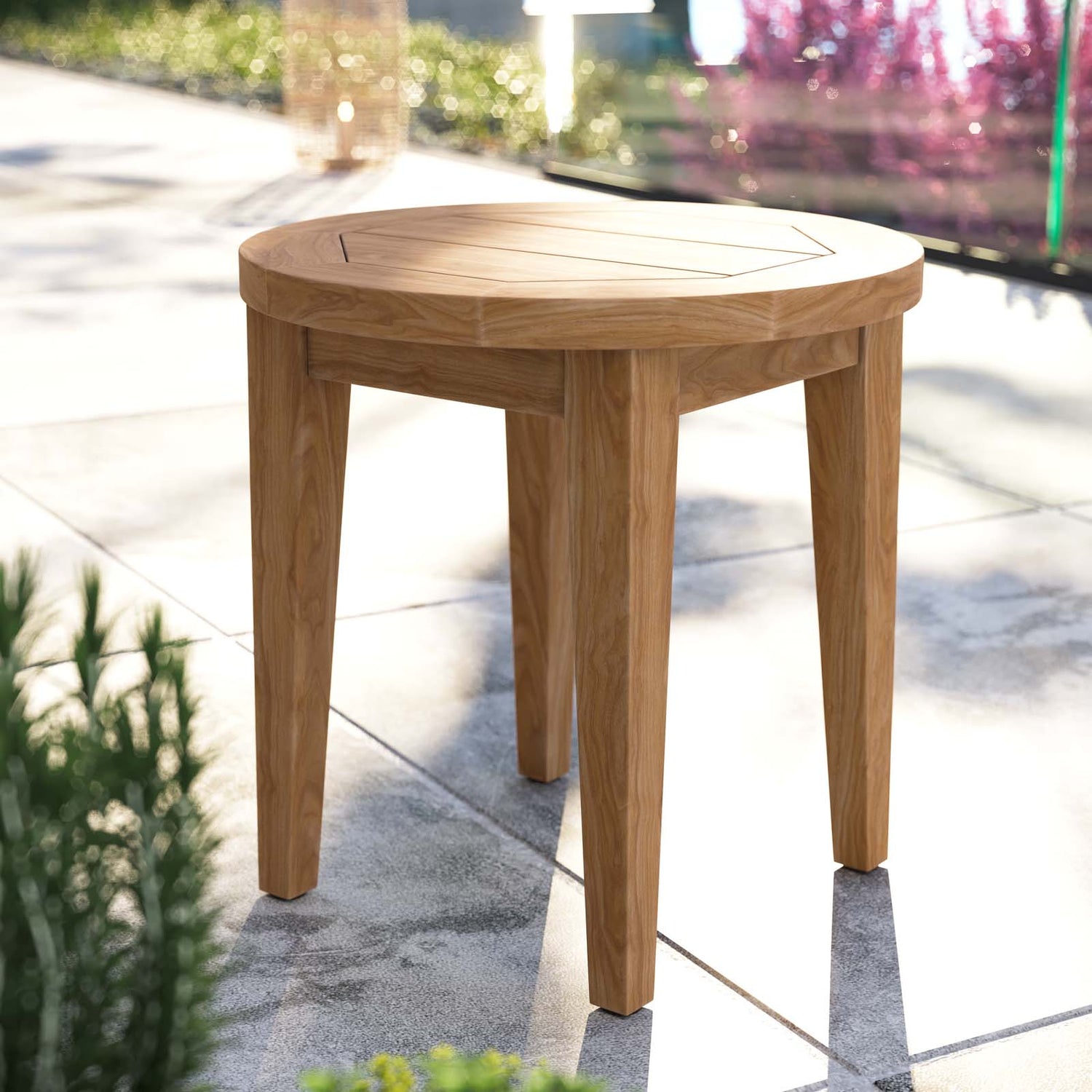 Brisbane Teak Wood Outdoor Patio Side Table By HouseBean