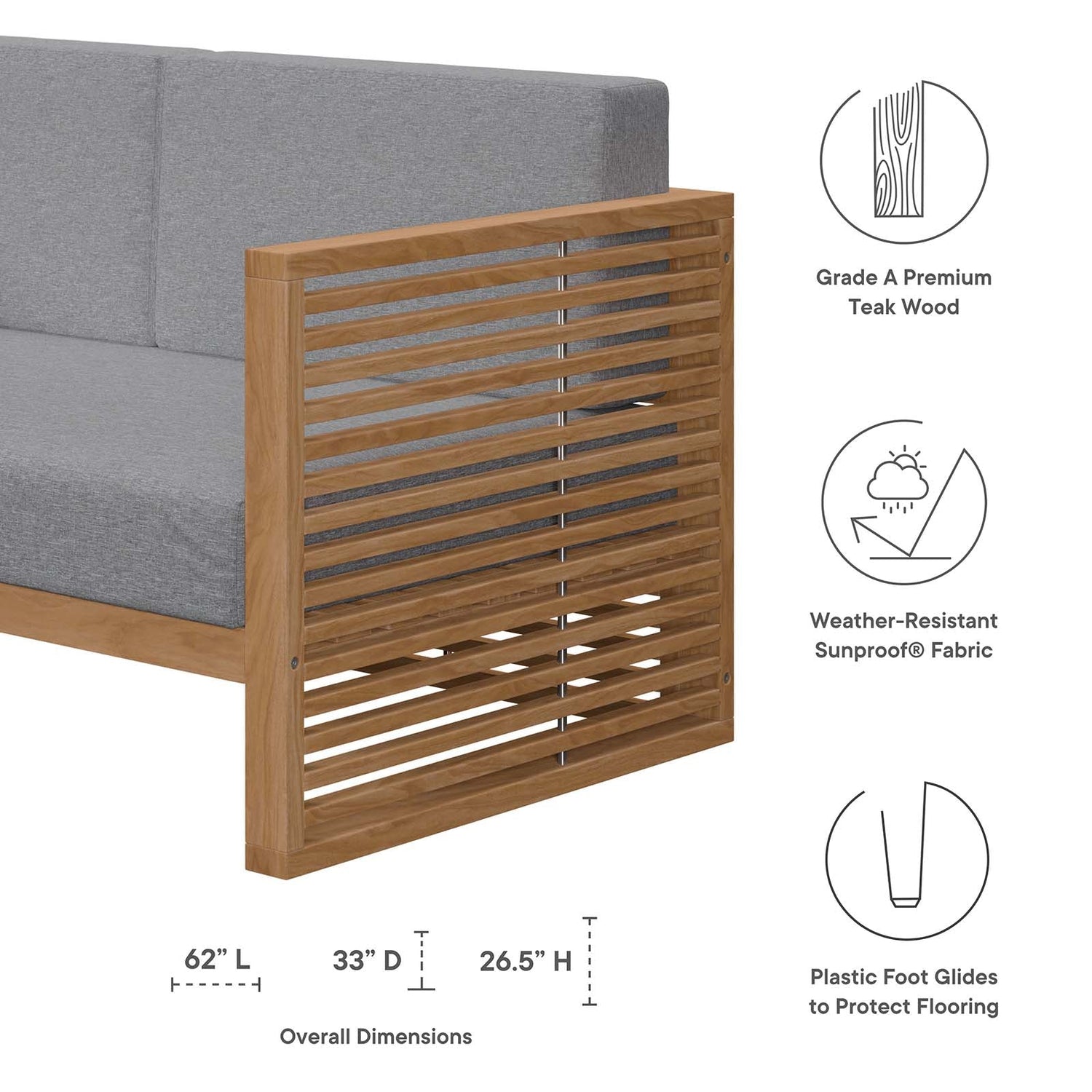 Carlsbad Teak Wood Outdoor Patio Loveseat By HouseBean