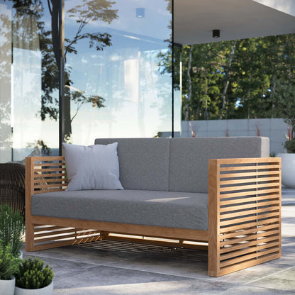 Carlsbad Teak Wood Outdoor Patio Loveseat By HouseBean