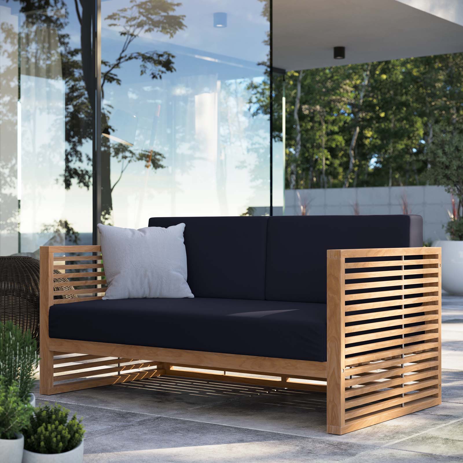 Carlsbad Teak Wood Outdoor Patio Loveseat By HouseBean