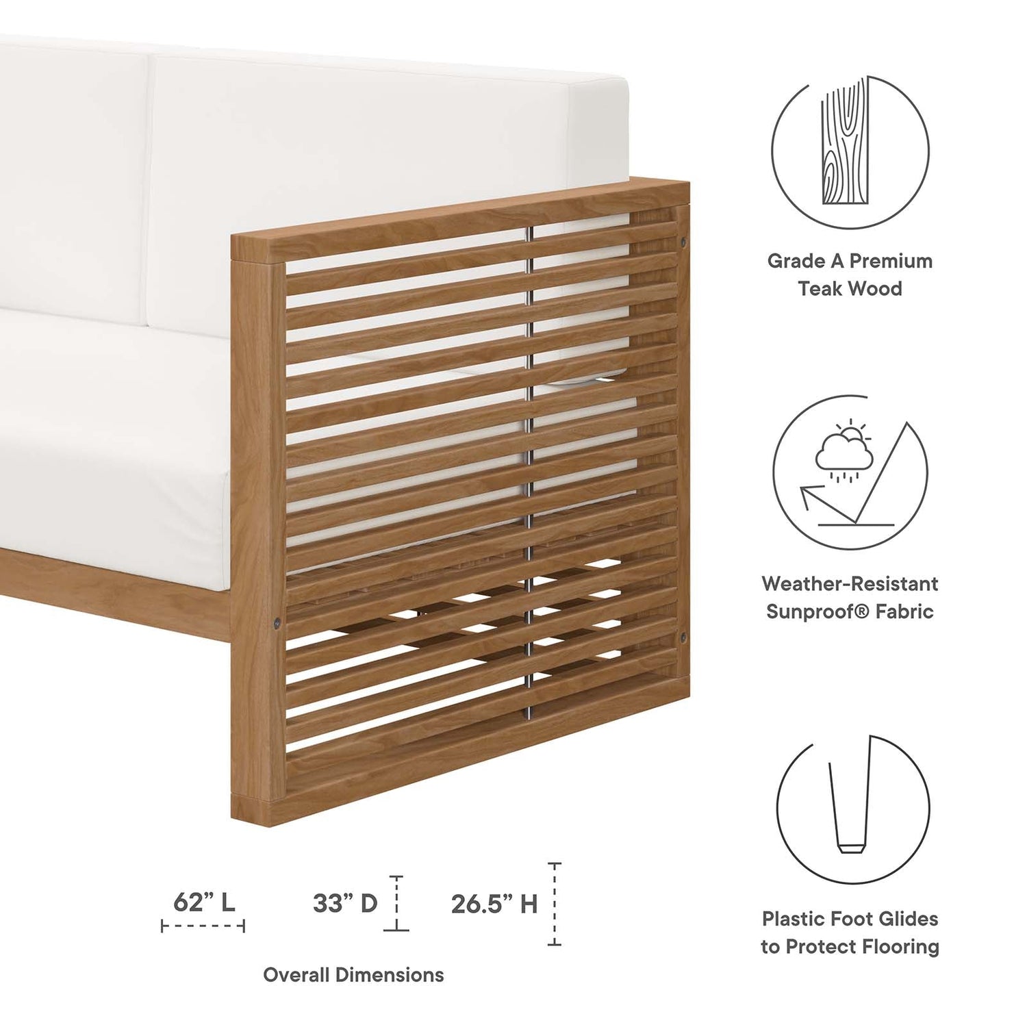 Carlsbad Teak Wood Outdoor Patio Loveseat By HouseBean