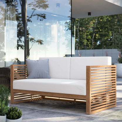 Carlsbad Teak Wood Outdoor Patio Loveseat By HouseBean