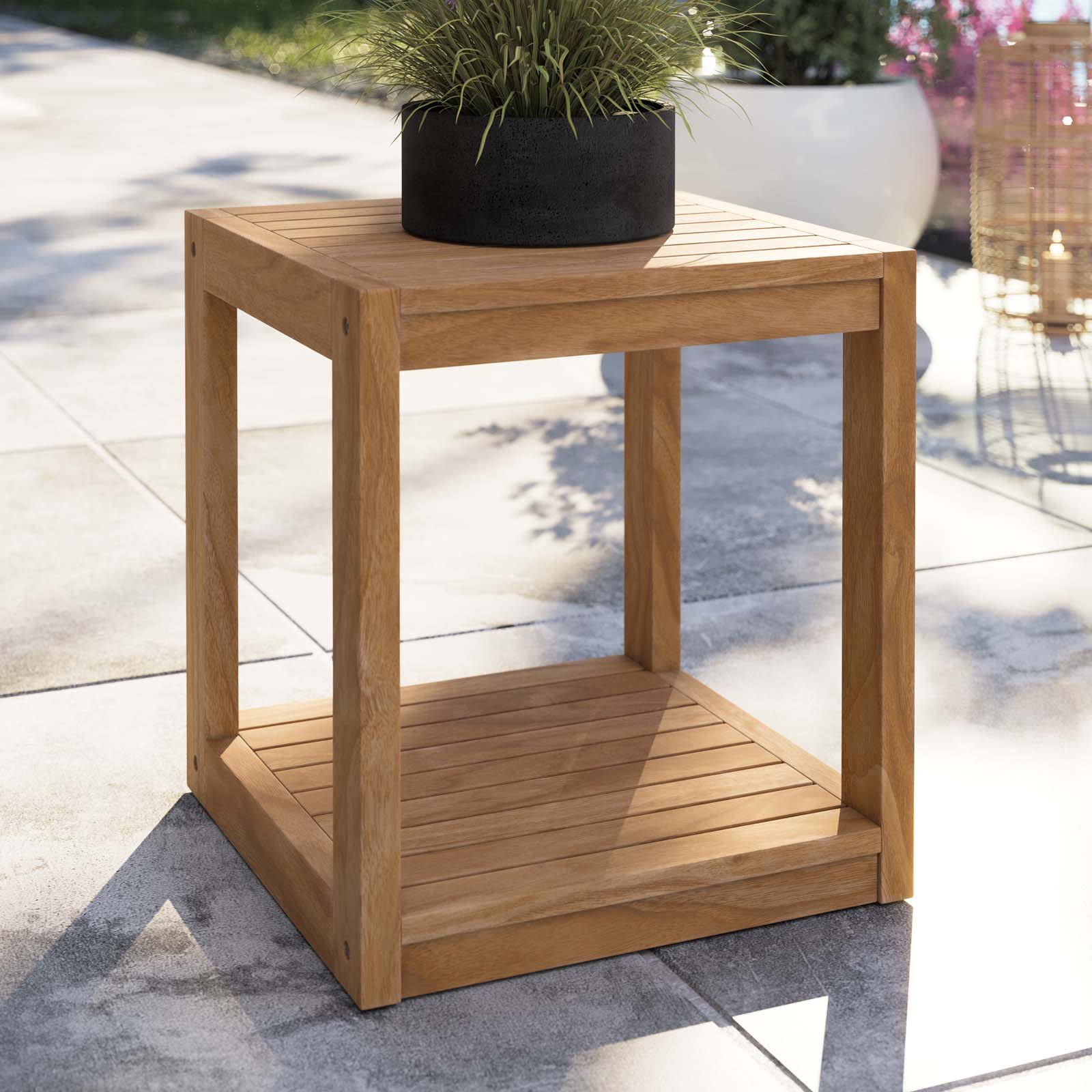 Carlsbad Teak Wood Outdoor Patio Side Table By HouseBean