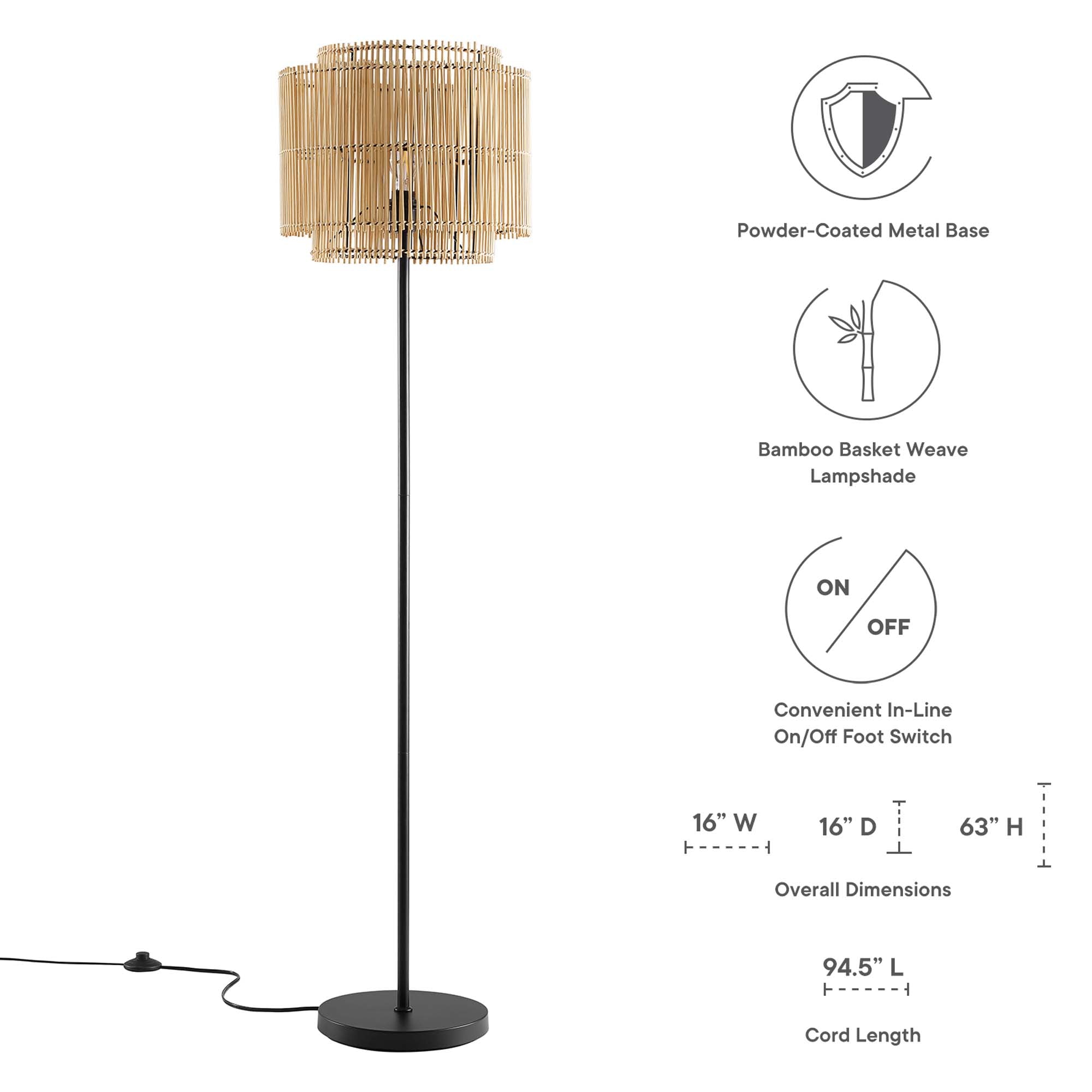 Nourish Bamboo Floor Lamp by Modway