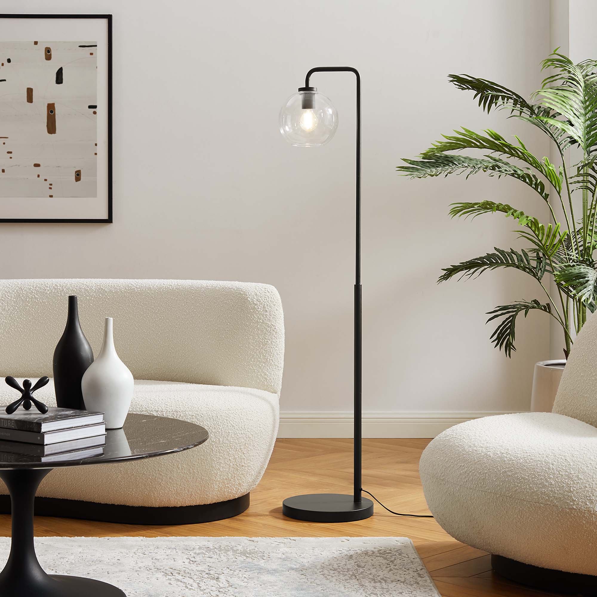 Silo Glass Globe Glass and Metal Floor Lamp by Modway