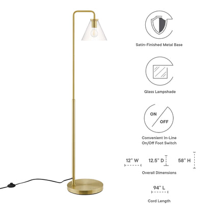 Element Transparent Glass Glass and Metal Floor Lamp by Modway