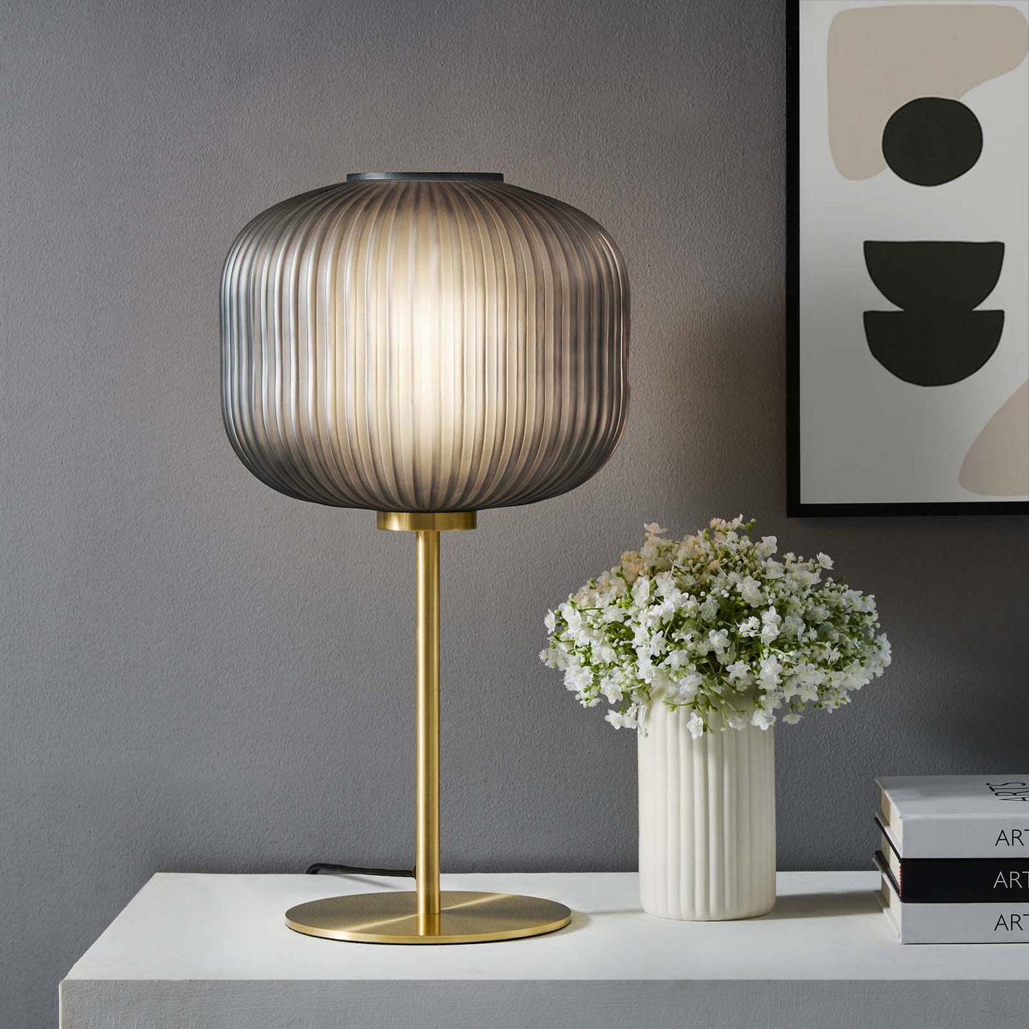 Reprise Glass Sphere Glass and Metal Table Lamp By HouseBean