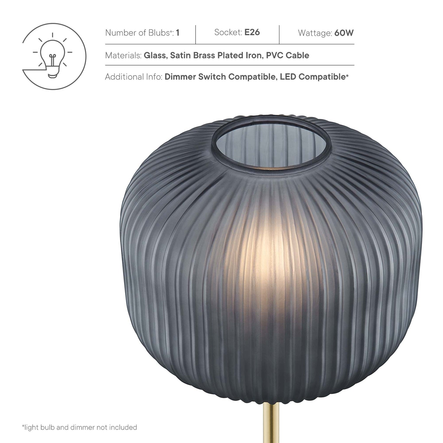 Reprise Glass Sphere Glass and Metal Floor Lamp by Modway