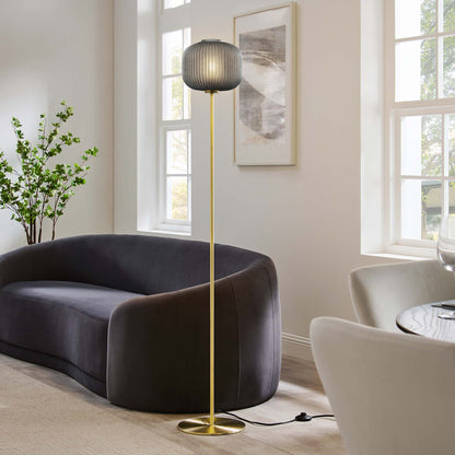 Reprise Glass Sphere Glass and Metal Floor Lamp by Modway