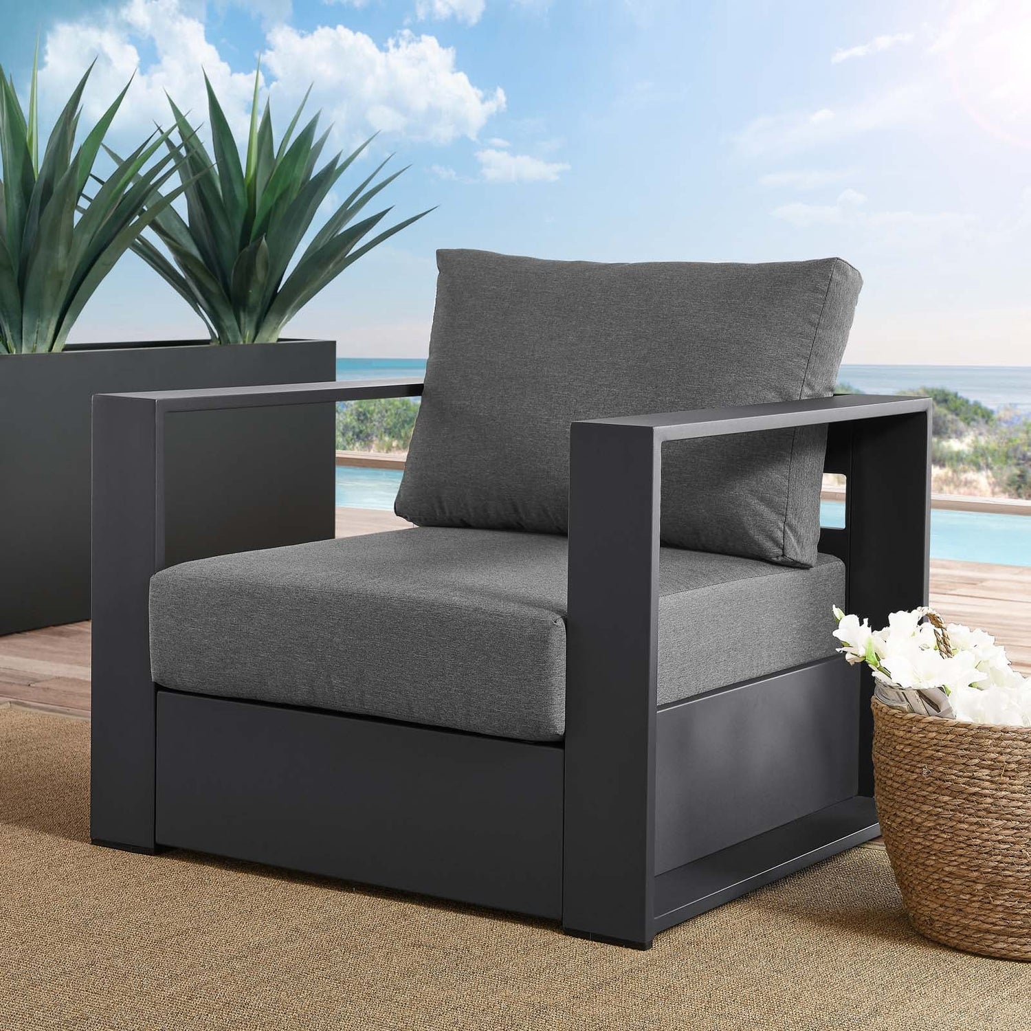 Tahoe Outdoor Patio Powder-Coated Aluminum Armchair By HouseBean