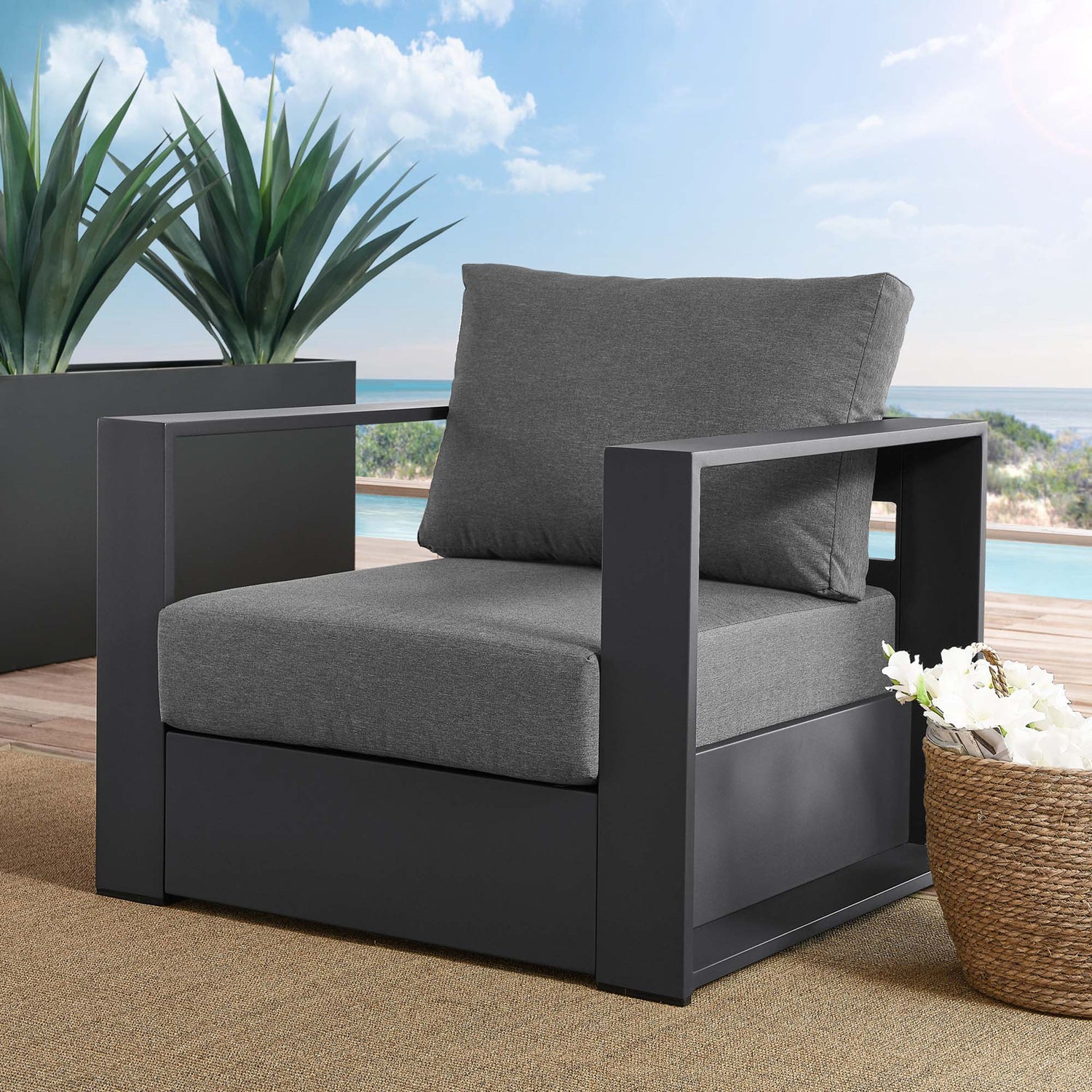 Tahoe Outdoor Patio Powder-Coated Aluminum Armchair by Modway