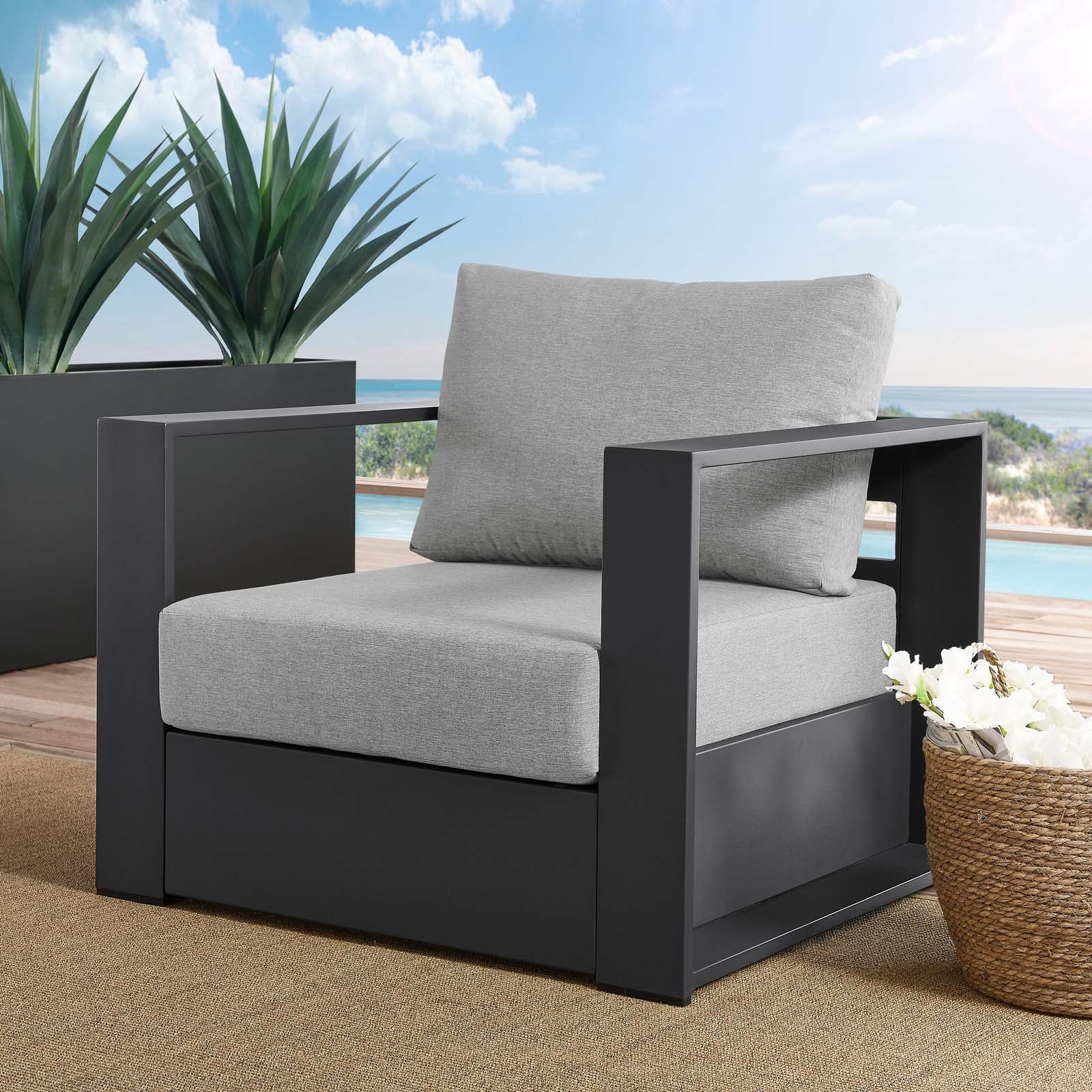 Tahoe Outdoor Patio Powder-Coated Aluminum Armchair By HouseBean