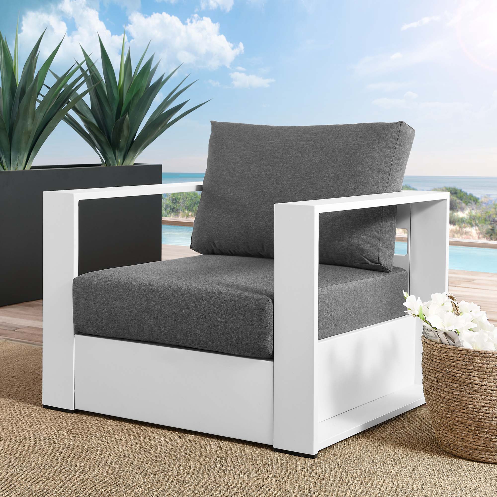 Tahoe Outdoor Patio Powder-Coated Aluminum Armchair by Modway