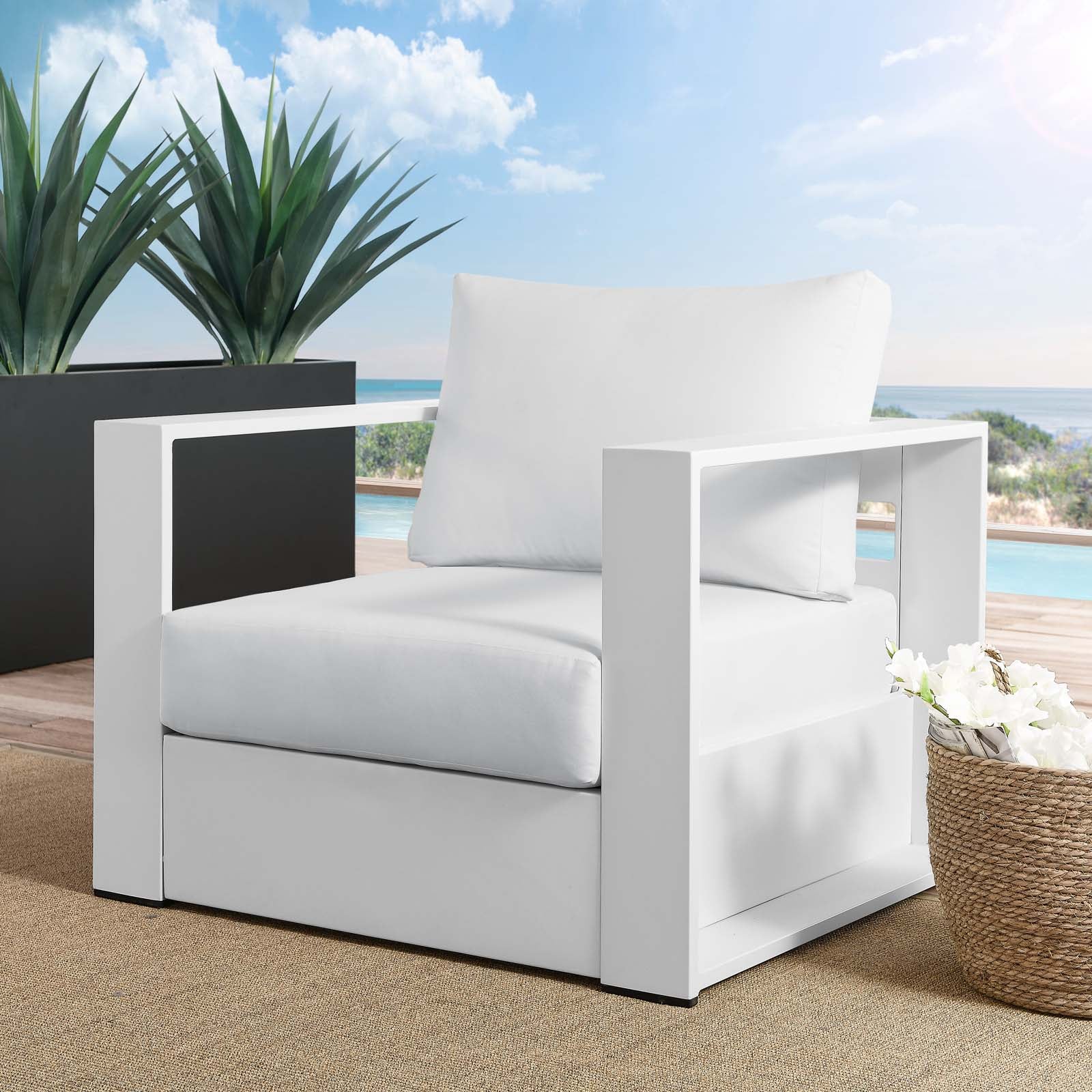 Tahoe Outdoor Patio Powder-Coated Aluminum Armchair By HouseBean