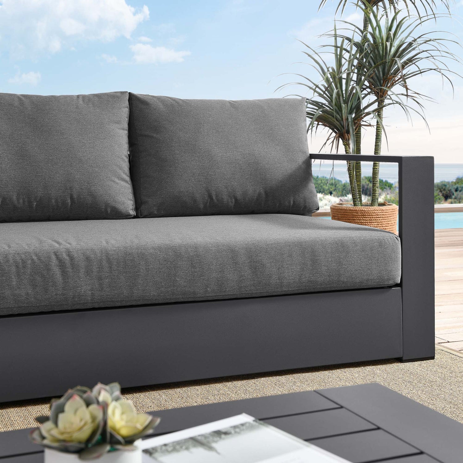 Tahoe Outdoor Patio Powder-Coated Aluminum Sofa by Modway