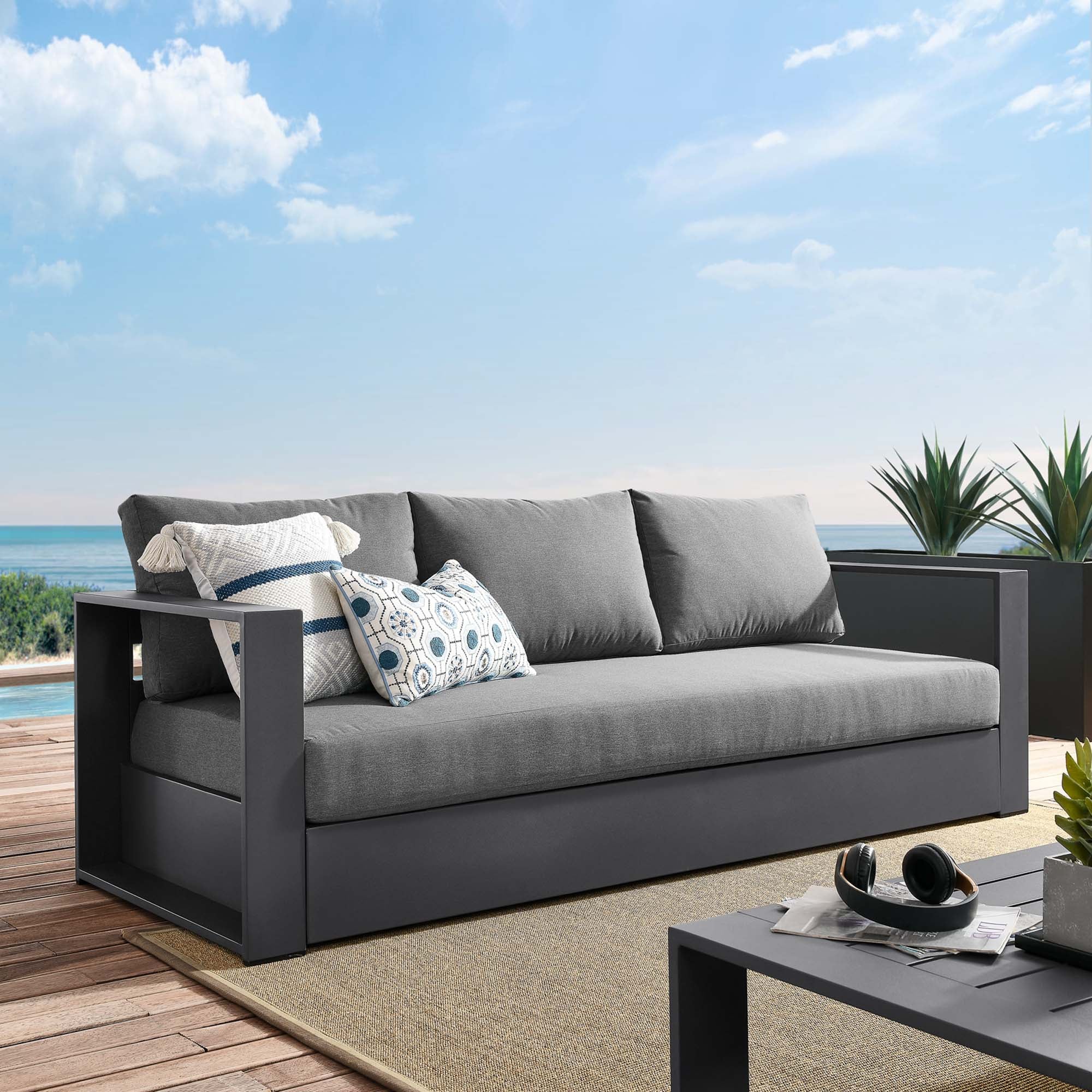 Tahoe Outdoor Patio Powder-Coated Aluminum Sofa by Modway