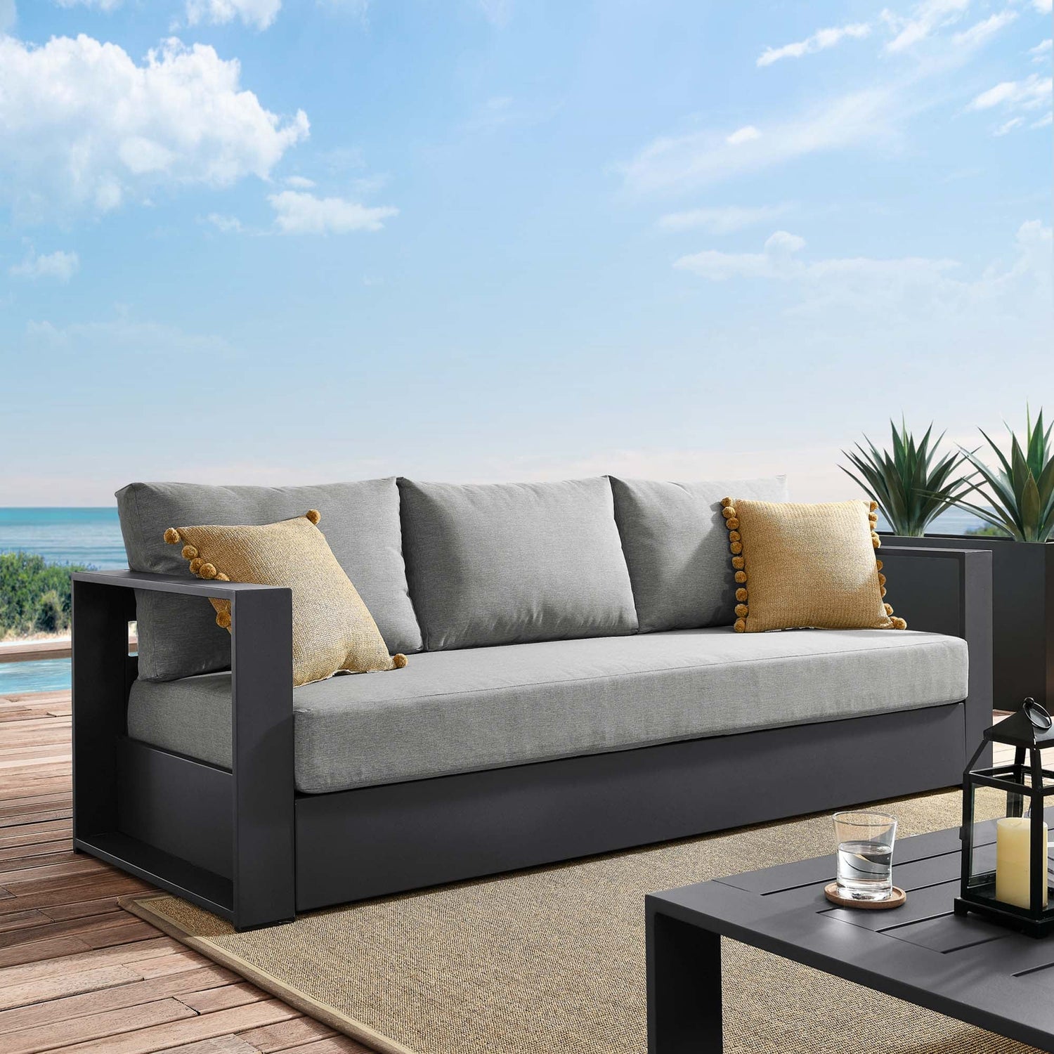 Tahoe Outdoor Patio Powder-Coated Aluminum Sofa by Modway