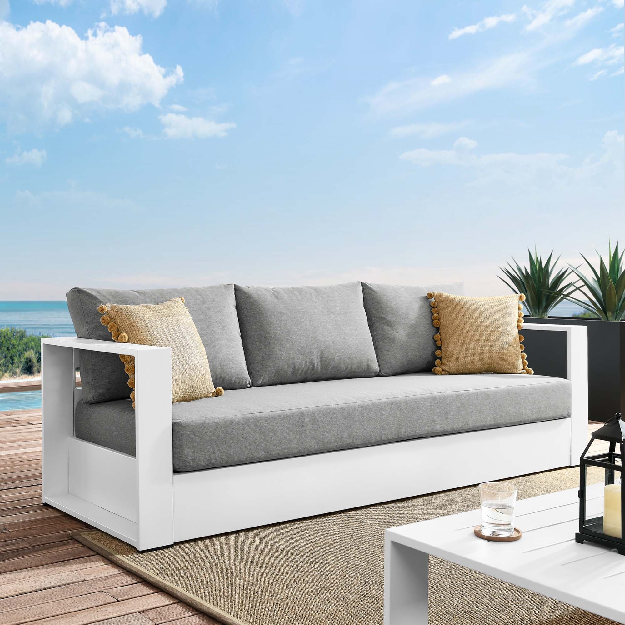 Tahoe Outdoor Patio Powder-Coated Aluminum Sofa by Modway