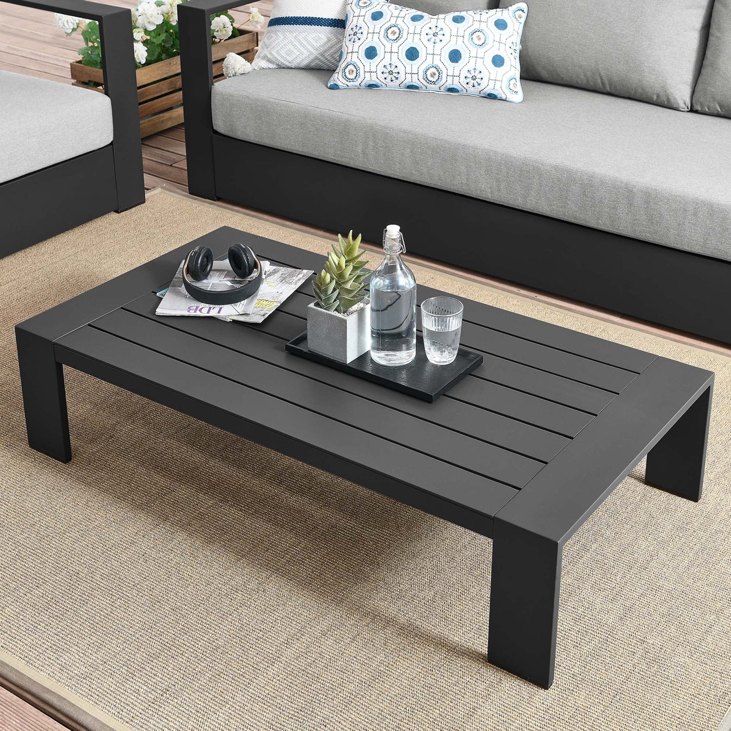 Tahoe Outdoor Patio Powder-Coated Aluminum Coffee Table by Modway