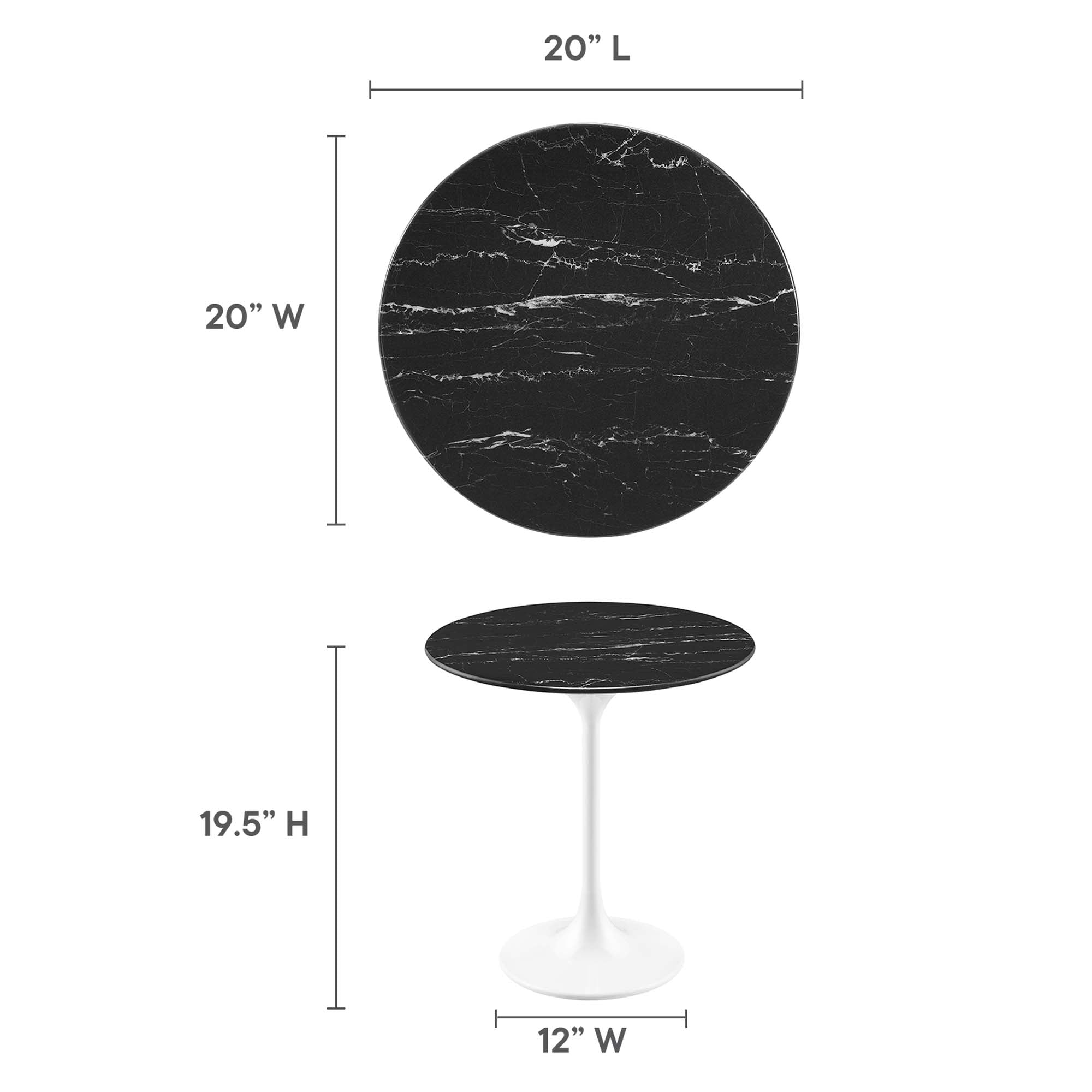 Lippa Round Artificial Marble Side Table by Modway