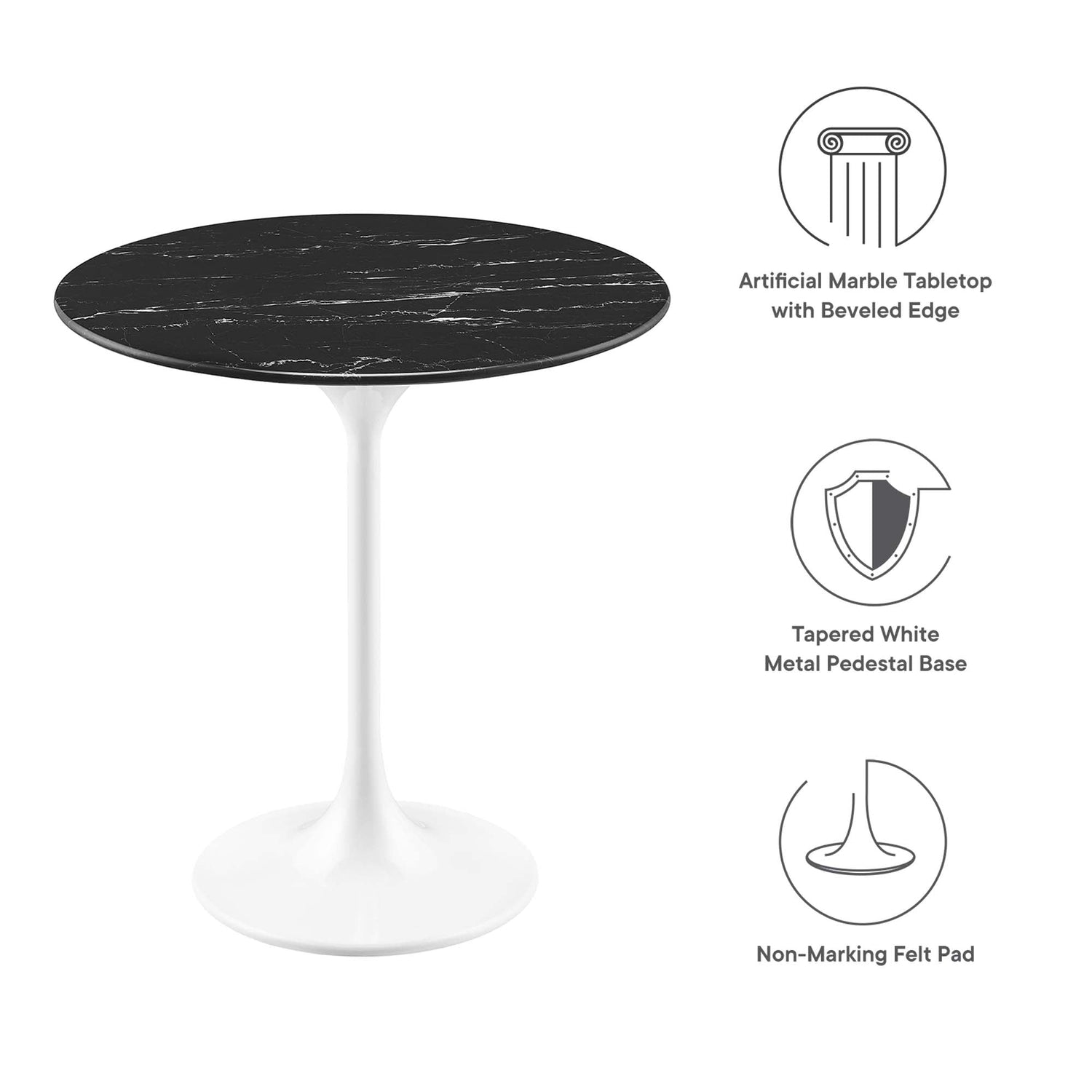 Lippa Round Artificial Marble Side Table by Modway