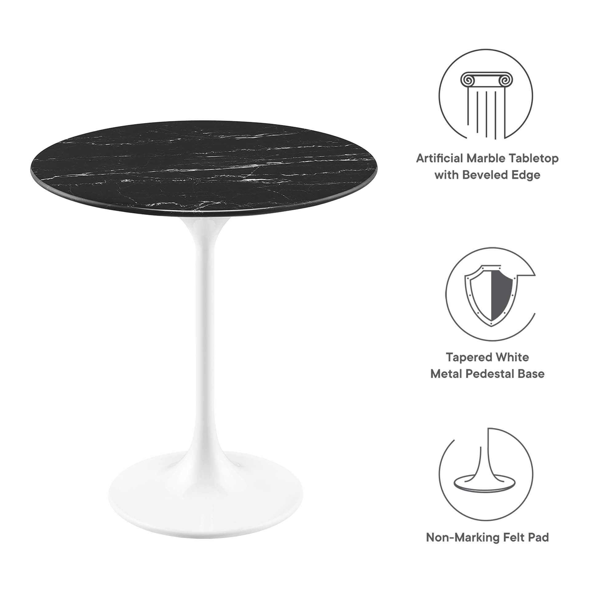 Lippa Round Artificial Marble Side Table by Modway