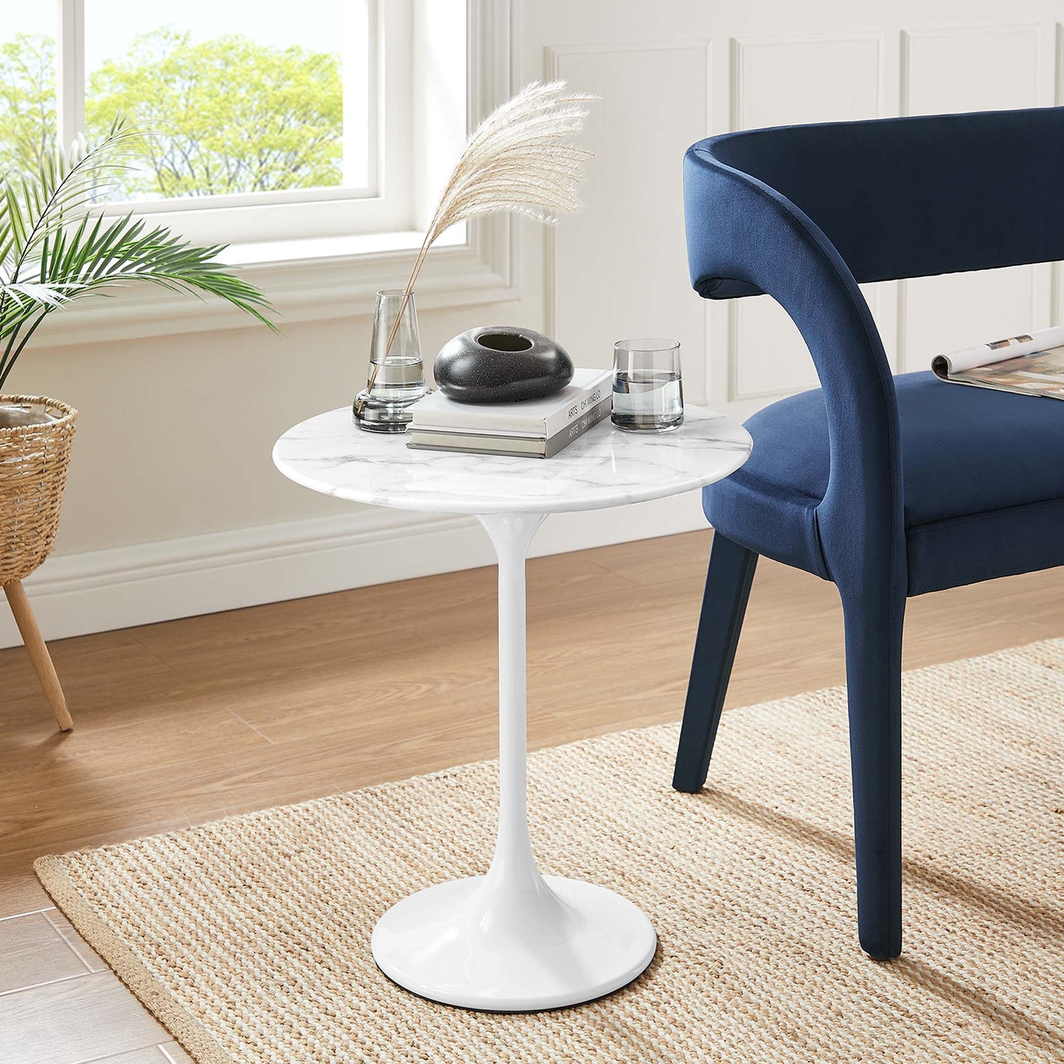 Lippa Round Artificial Marble Side Table by Modway