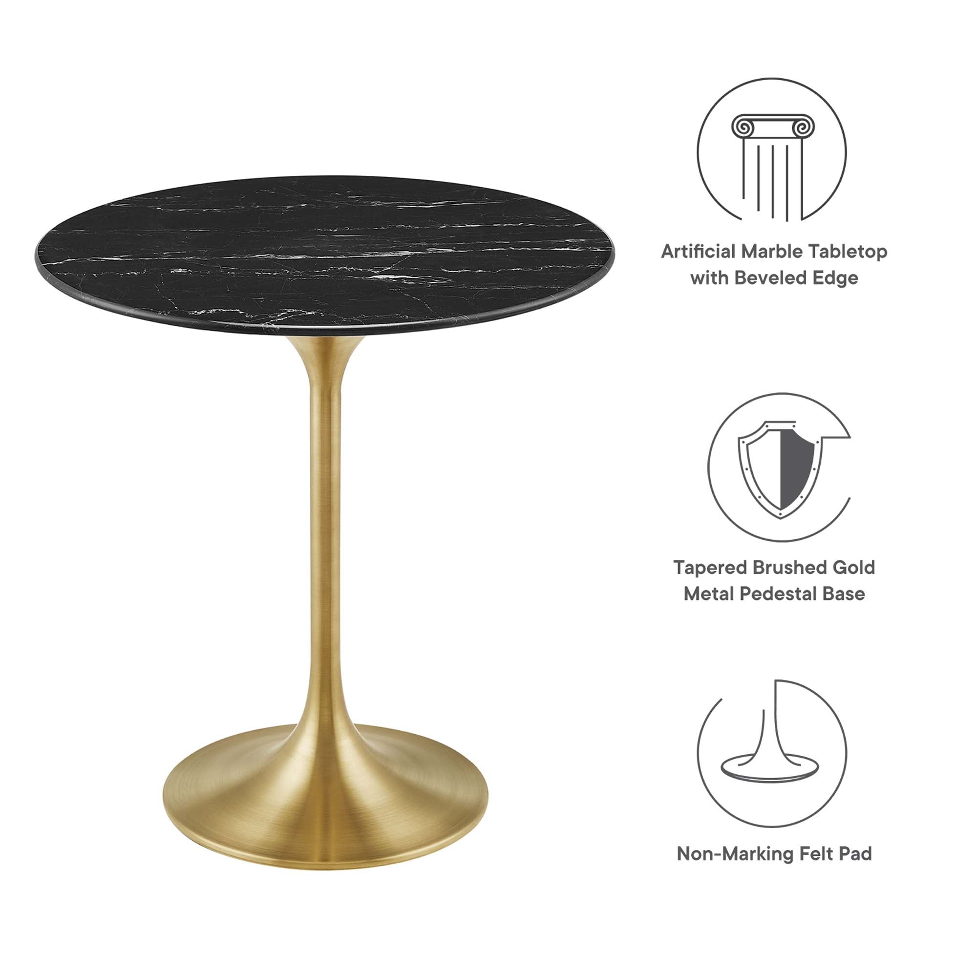 Lippa Round Artificial Marble Side Table by Modway