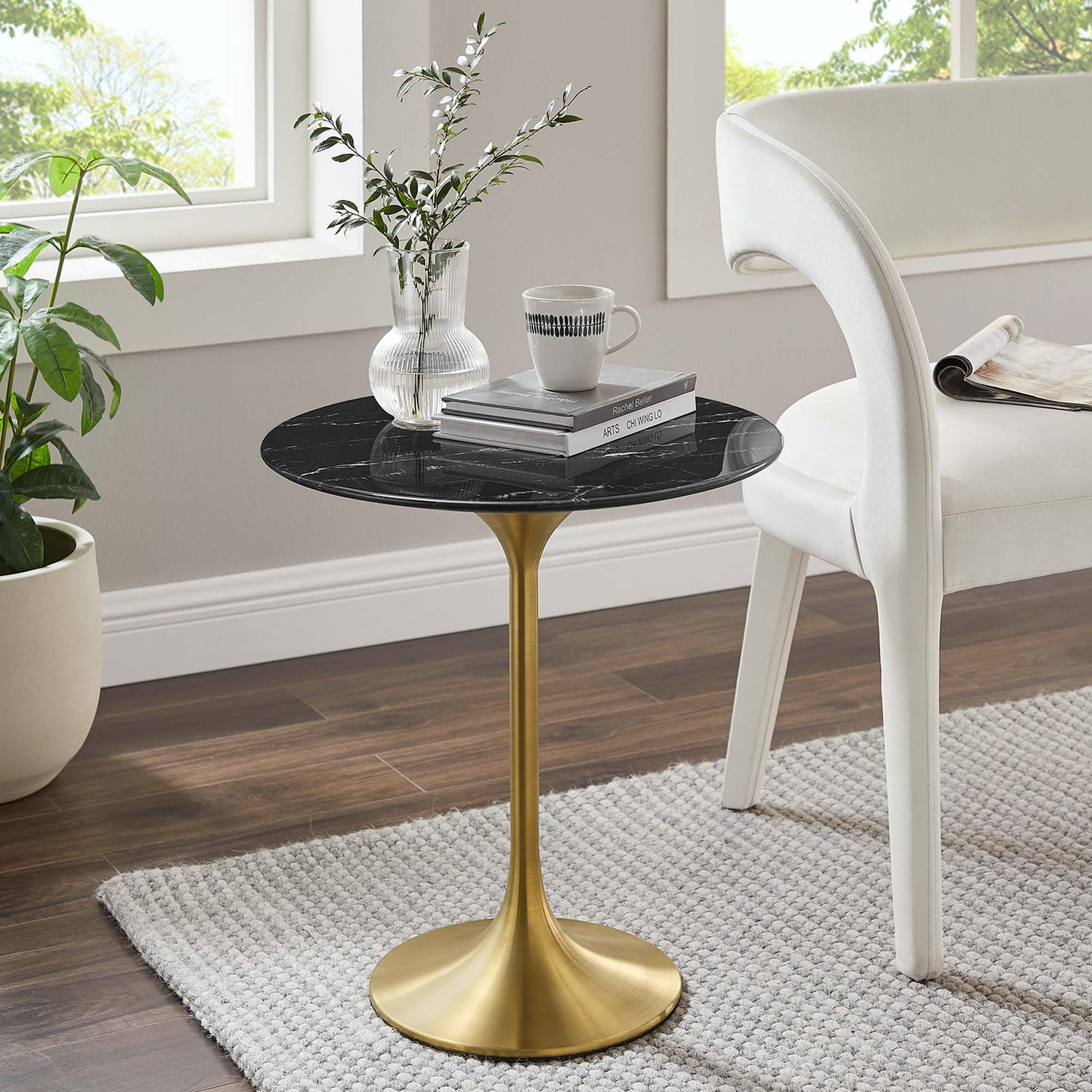 Lippa Round Artificial Marble Side Table by Modway