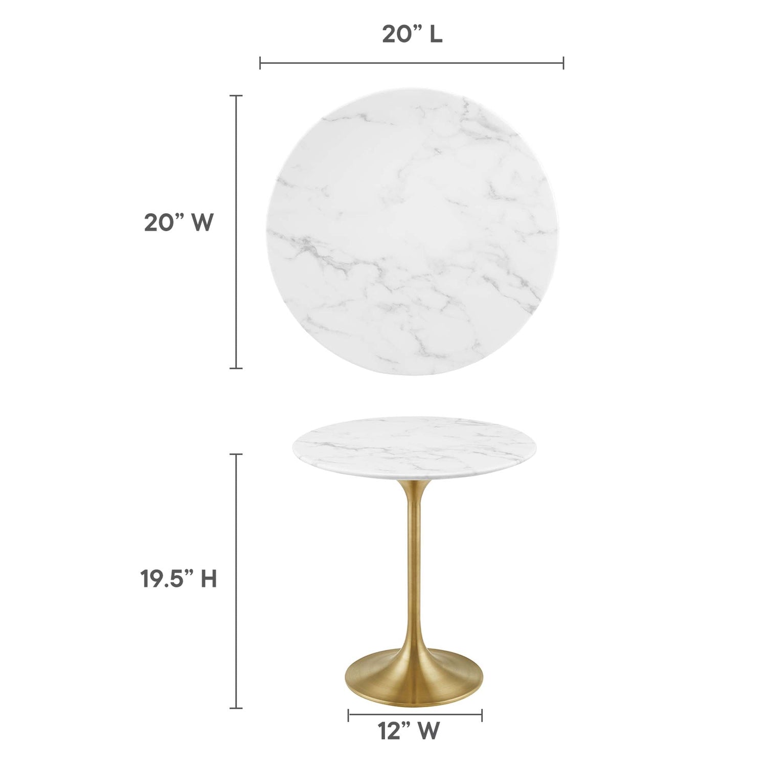 Lippa Round Artificial Marble Side Table by Modway