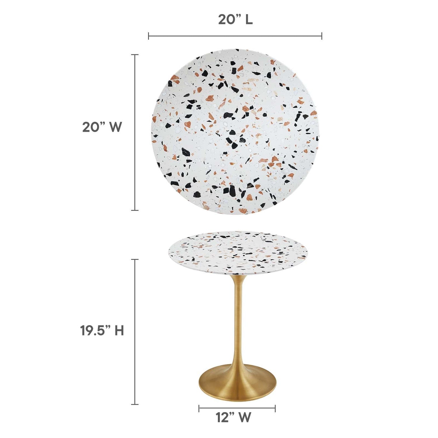 Lippa 20&quot; Round Terrazzo Side Table By HouseBean