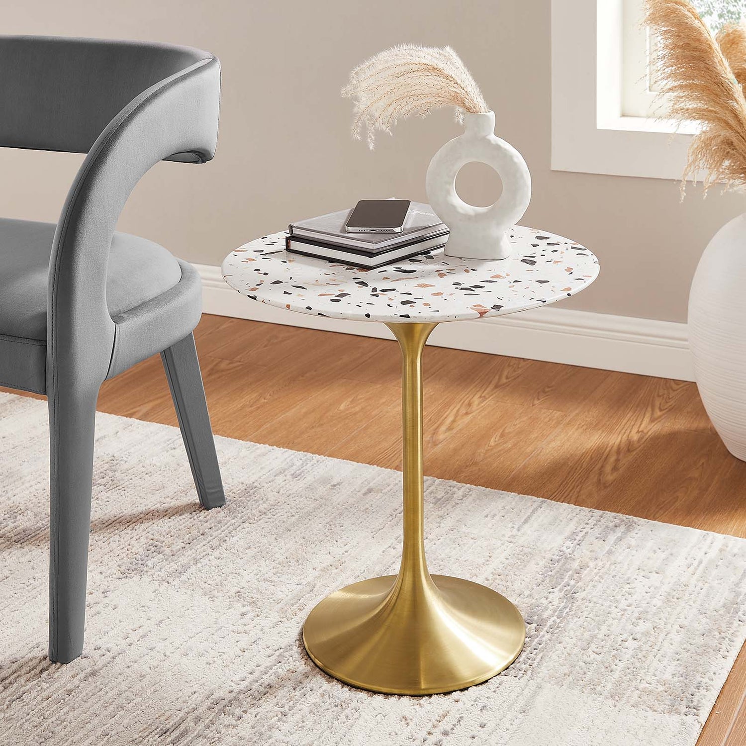 Lippa 20&quot; Round Terrazzo Side Table By HouseBean