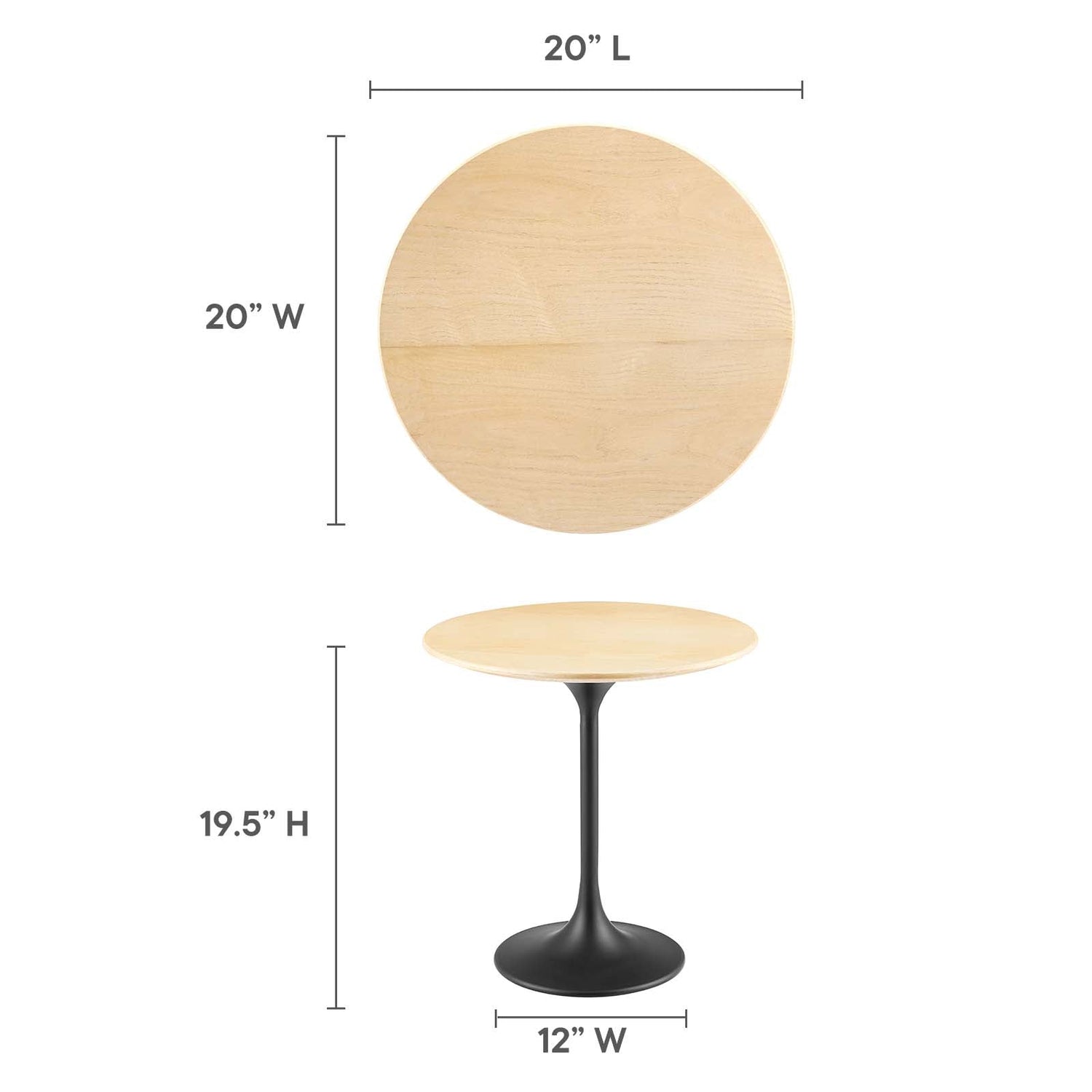 Lippa 20&quot; Round Wood Grain Side Table By HouseBean