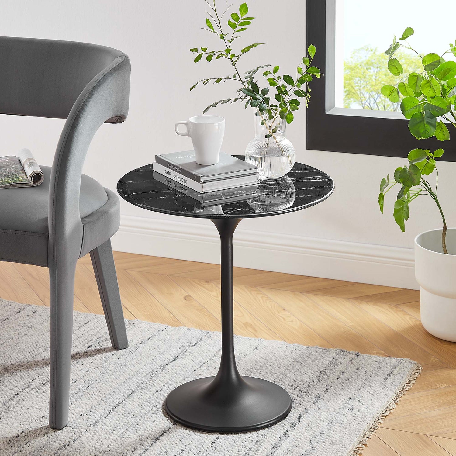 Lippa Round Artificial Marble Side Table by Modway