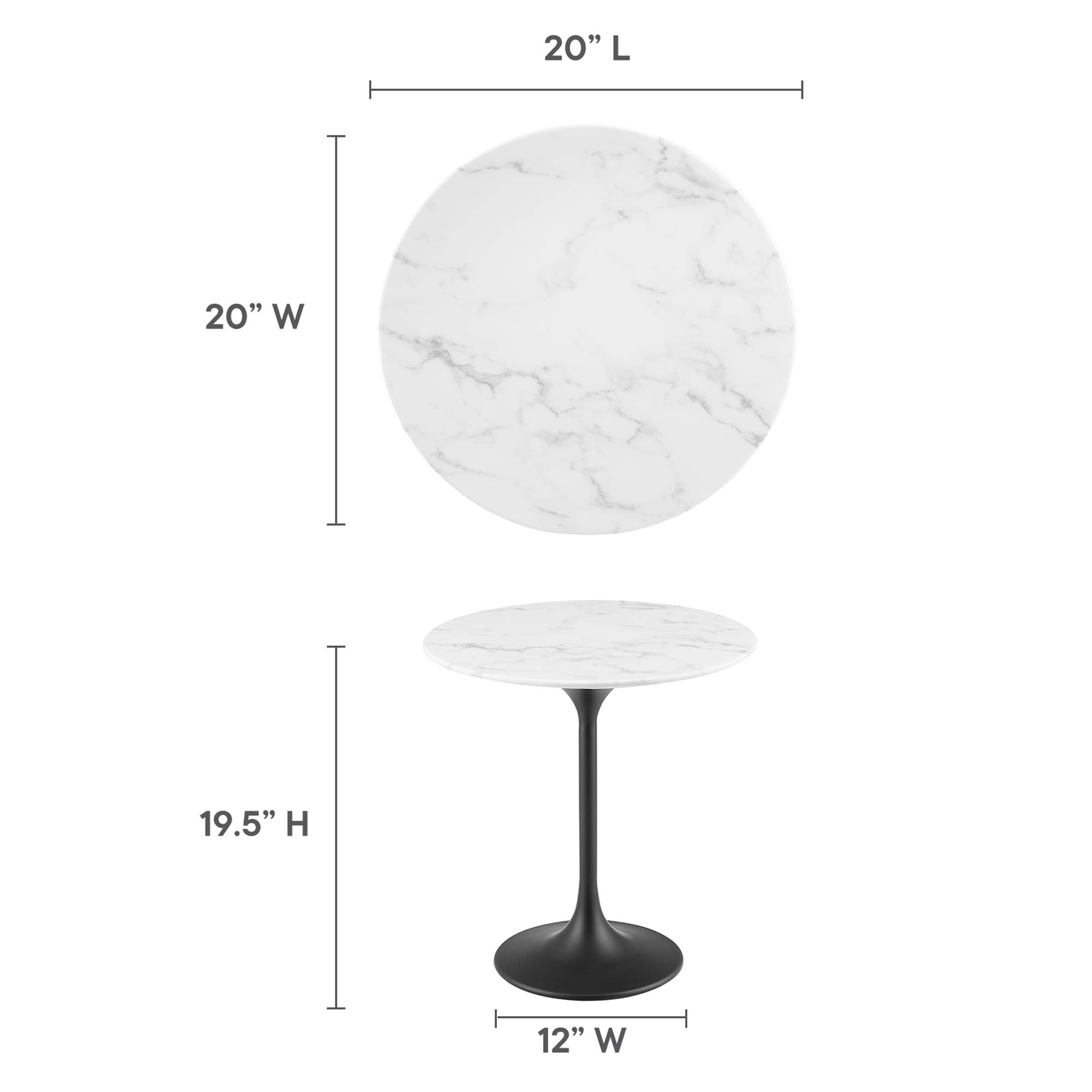 Lippa Round Artificial Marble Side Table by Modway