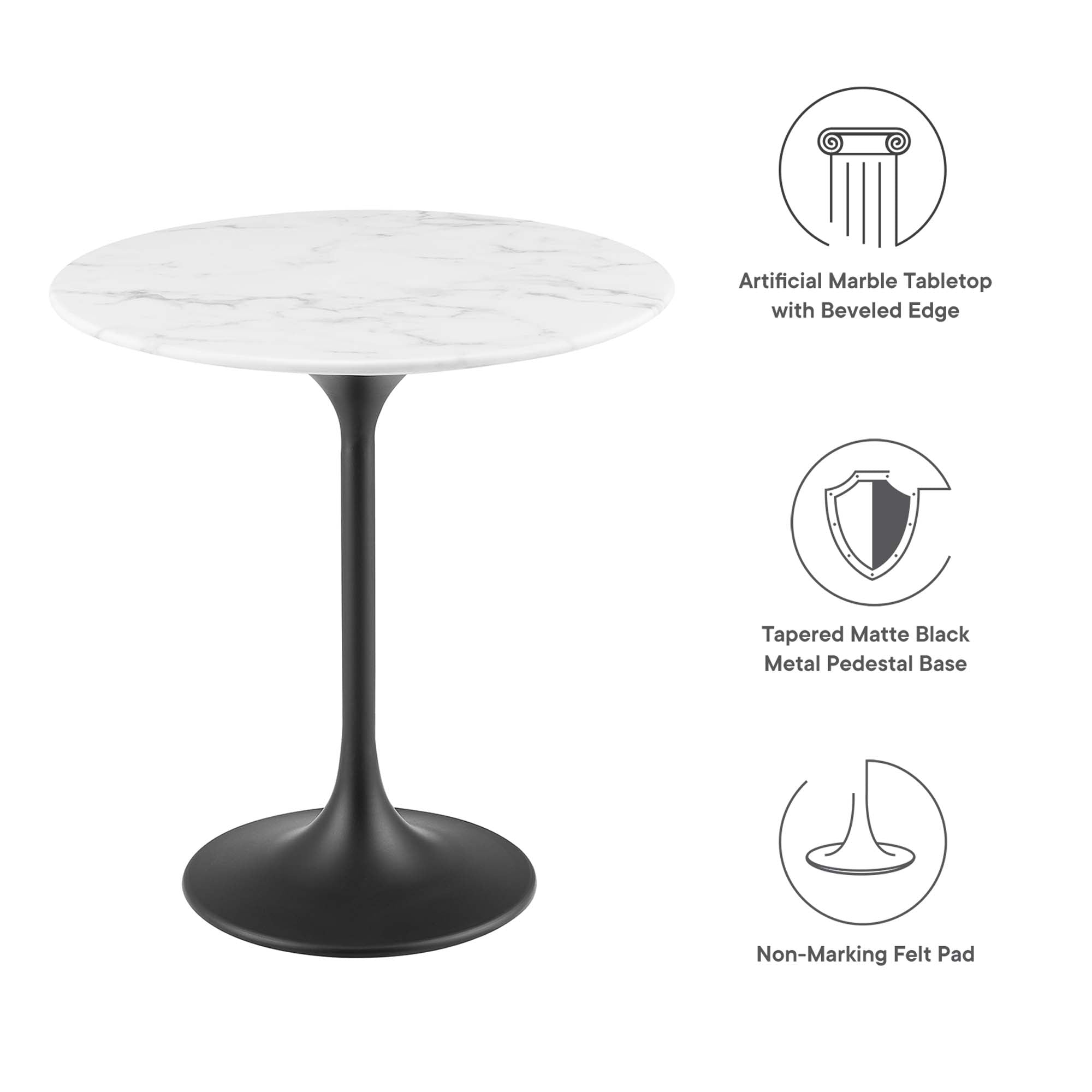 Lippa Round Artificial Marble Side Table by Modway