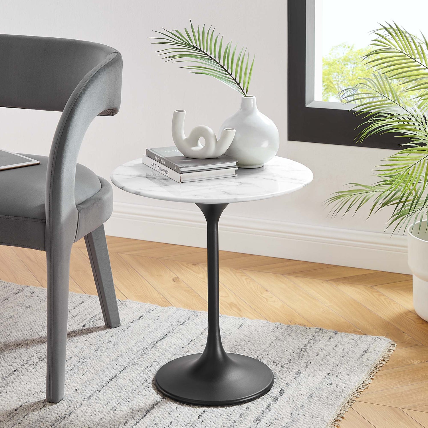 Lippa Round Artificial Marble Side Table by Modway