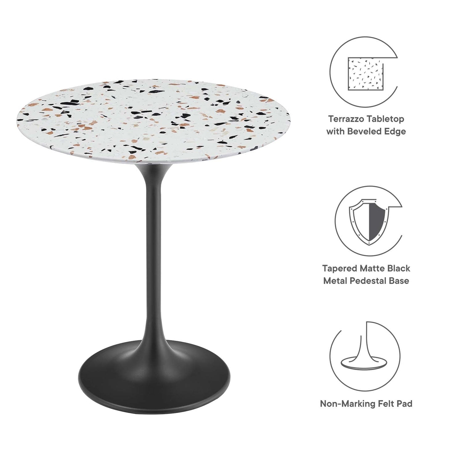 Lippa 20&quot; Round Terrazzo Side Table By HouseBean