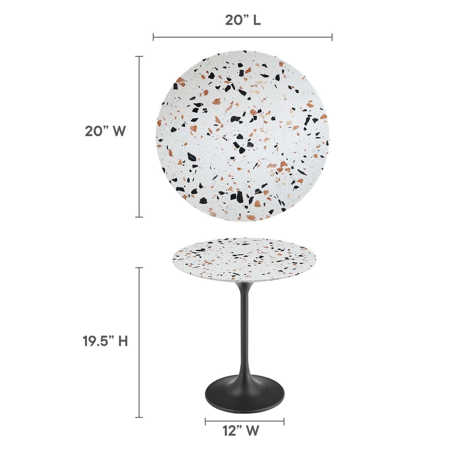 Lippa 20&quot; Round Terrazzo Side Table By HouseBean