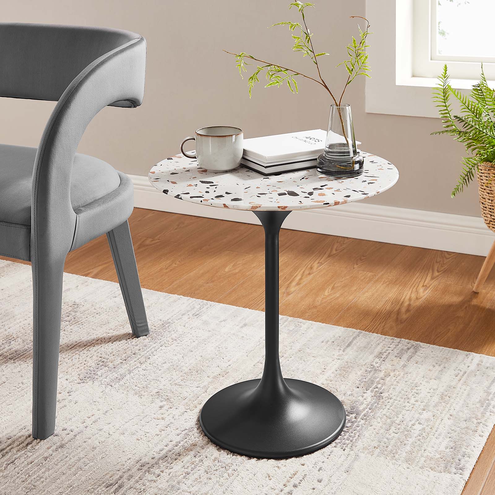 Lippa 20&quot; Round Terrazzo Side Table By HouseBean