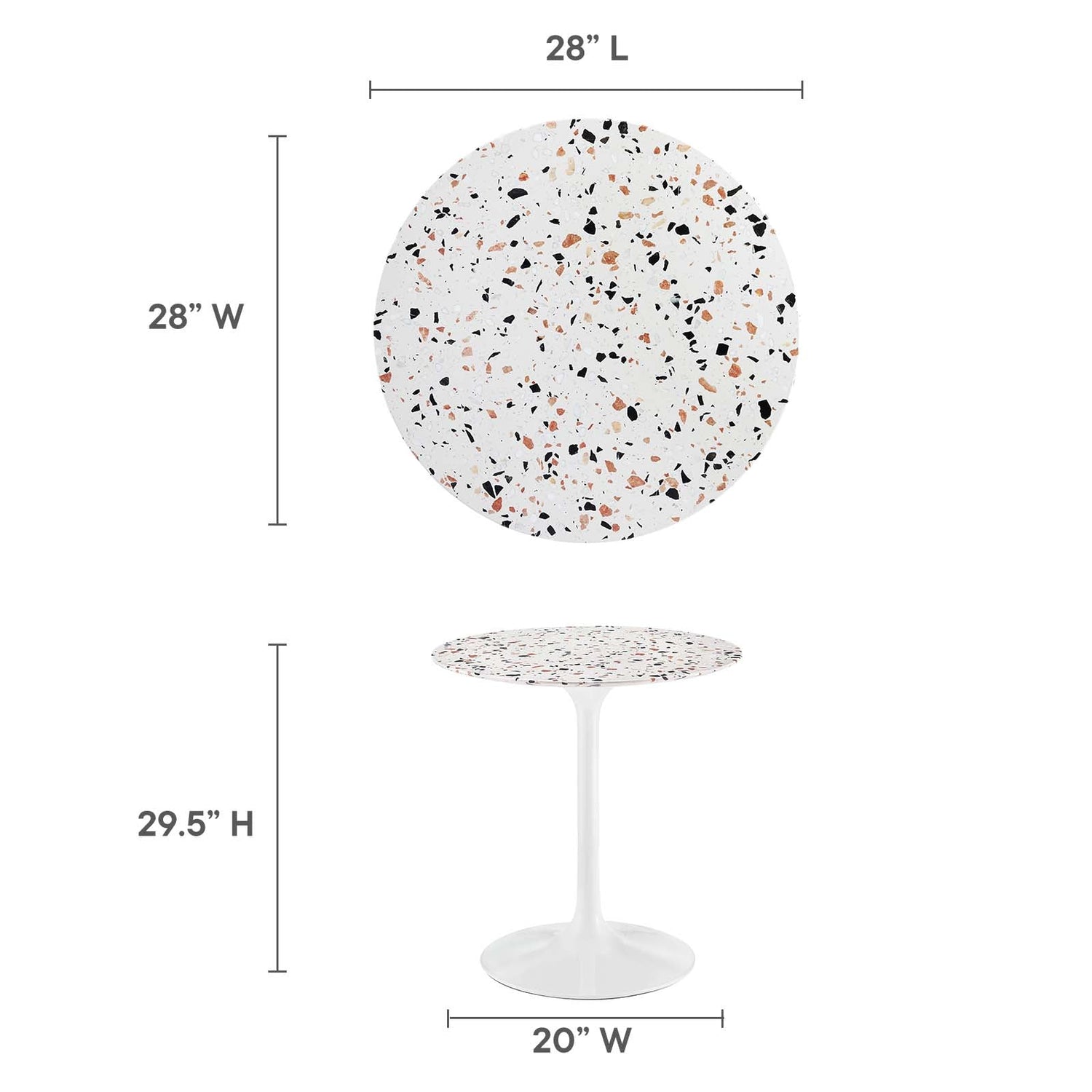 Lippa 28&quot; Round Terrazzo Dining Table By HouseBean