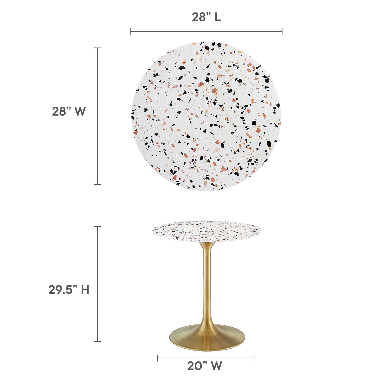 Lippa 28&quot; Round Terrazzo Dining Table By HouseBean