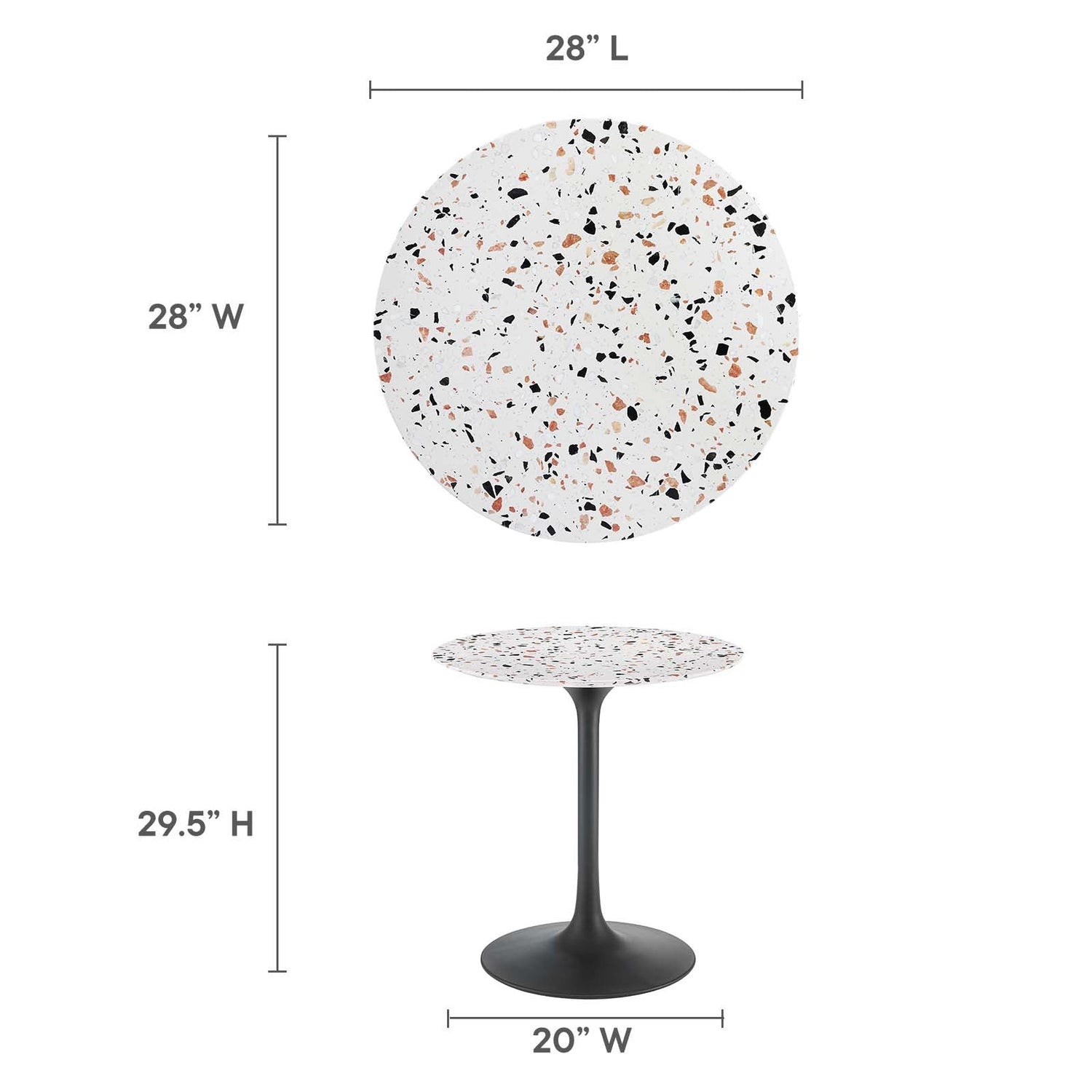 Lippa 28&quot; Round Terrazzo Dining Table By HouseBean