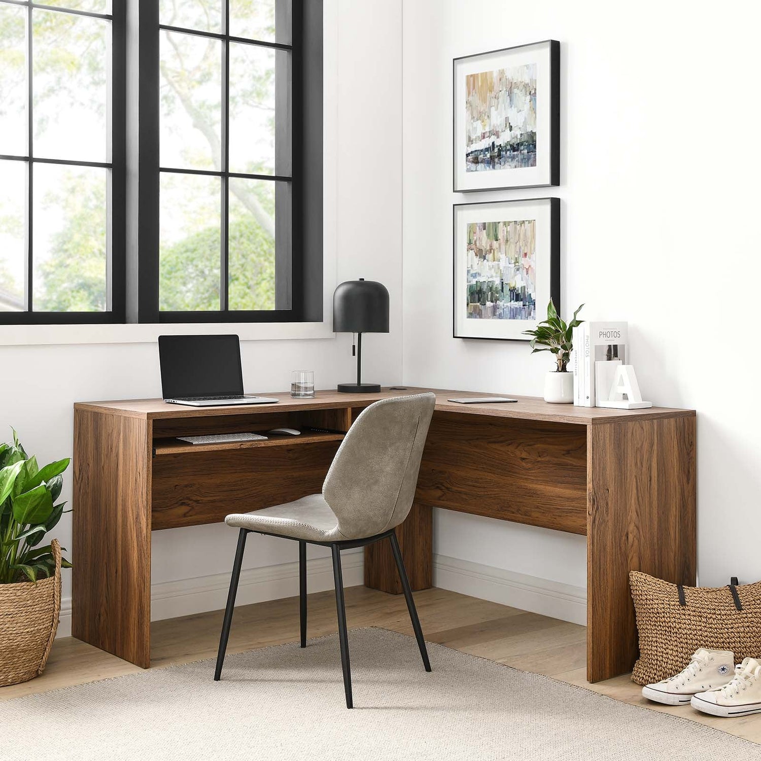 Venture L-Shaped Wood Office Desk By HouseBean