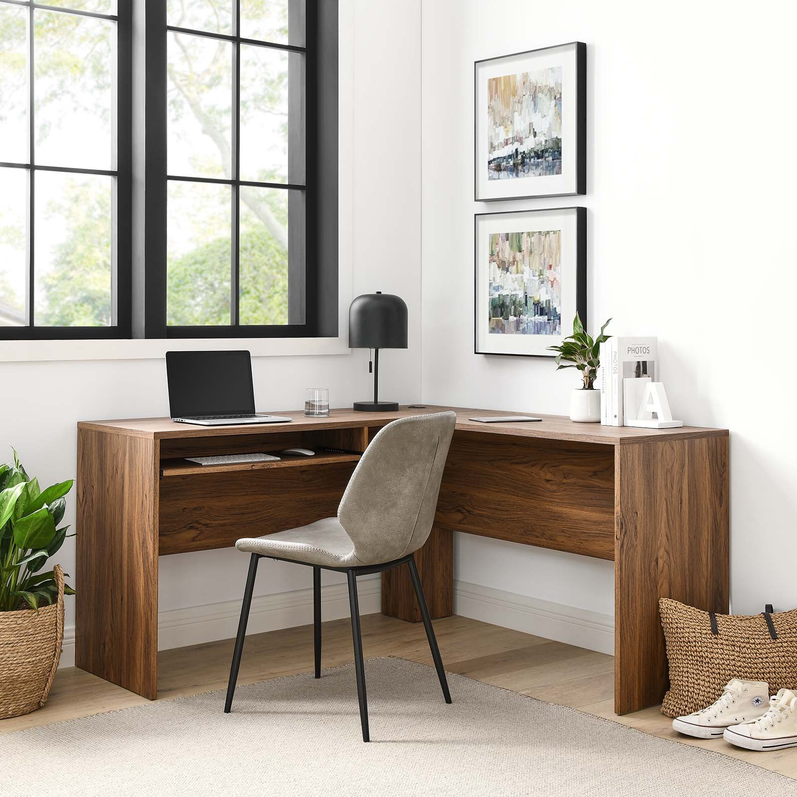 Venture L-Shaped Wood Office Desk By HouseBean