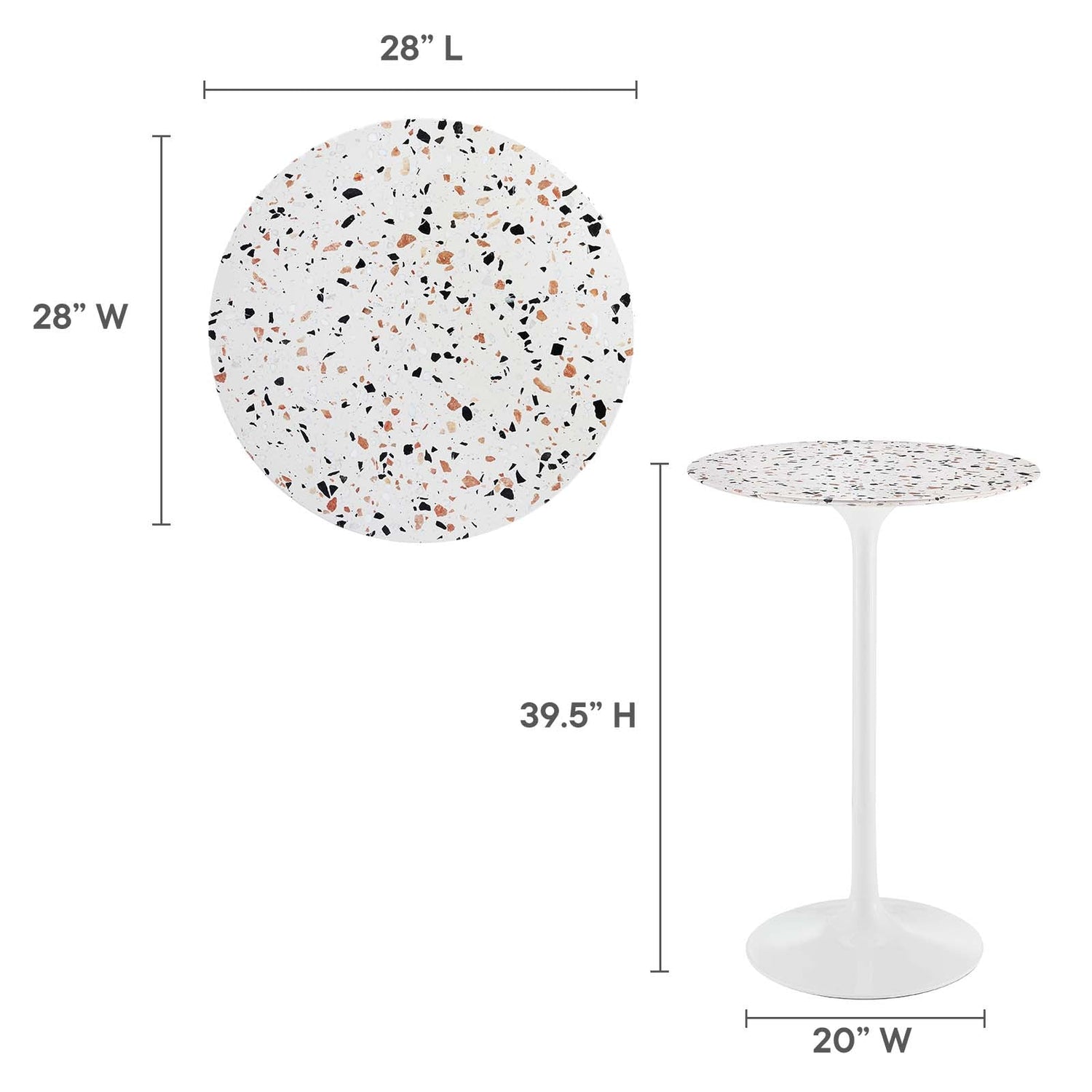 Lippa 28&quot; Round Terrazzo Bar Table By HouseBean