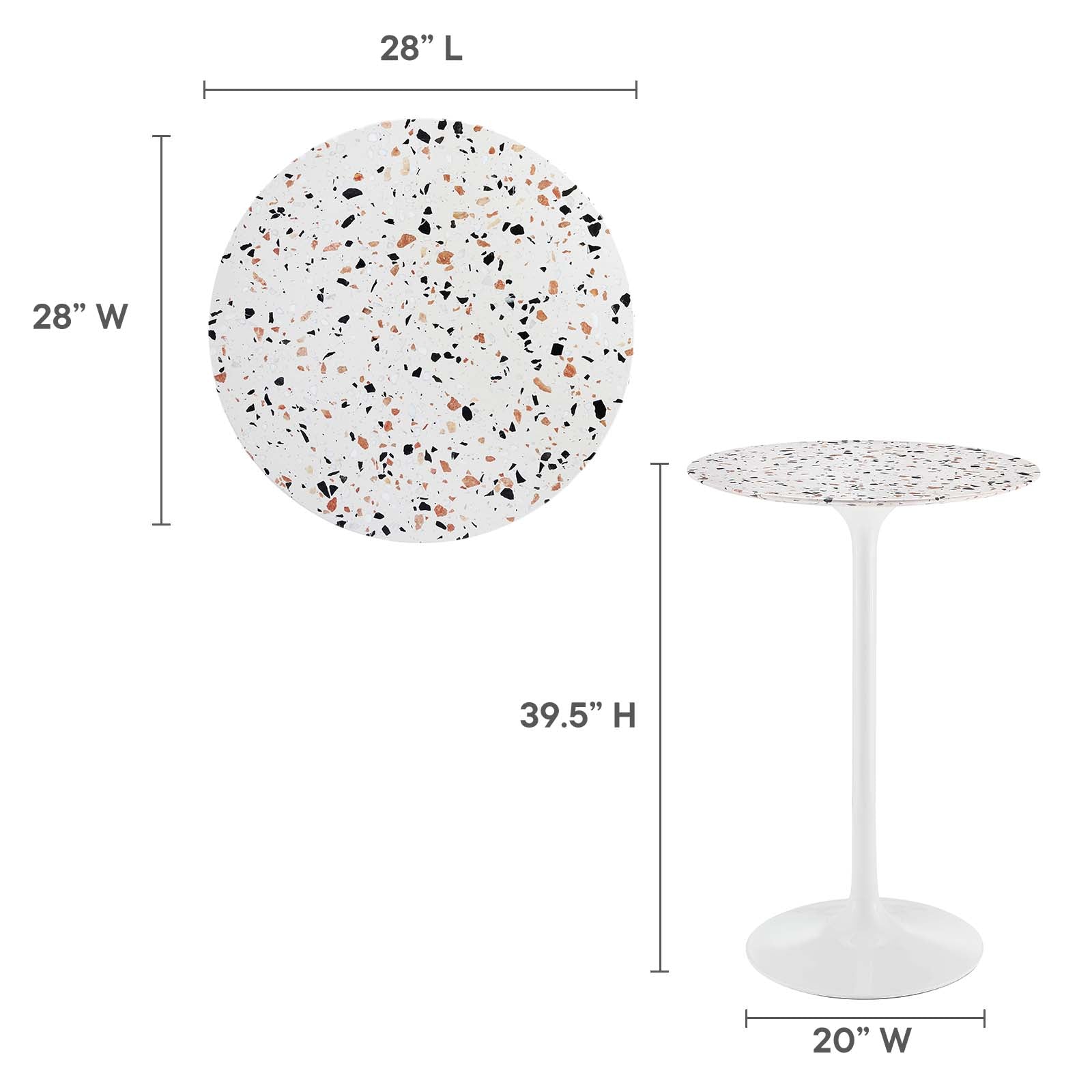 Lippa 28&quot; Round Terrazzo Bar Table By HouseBean